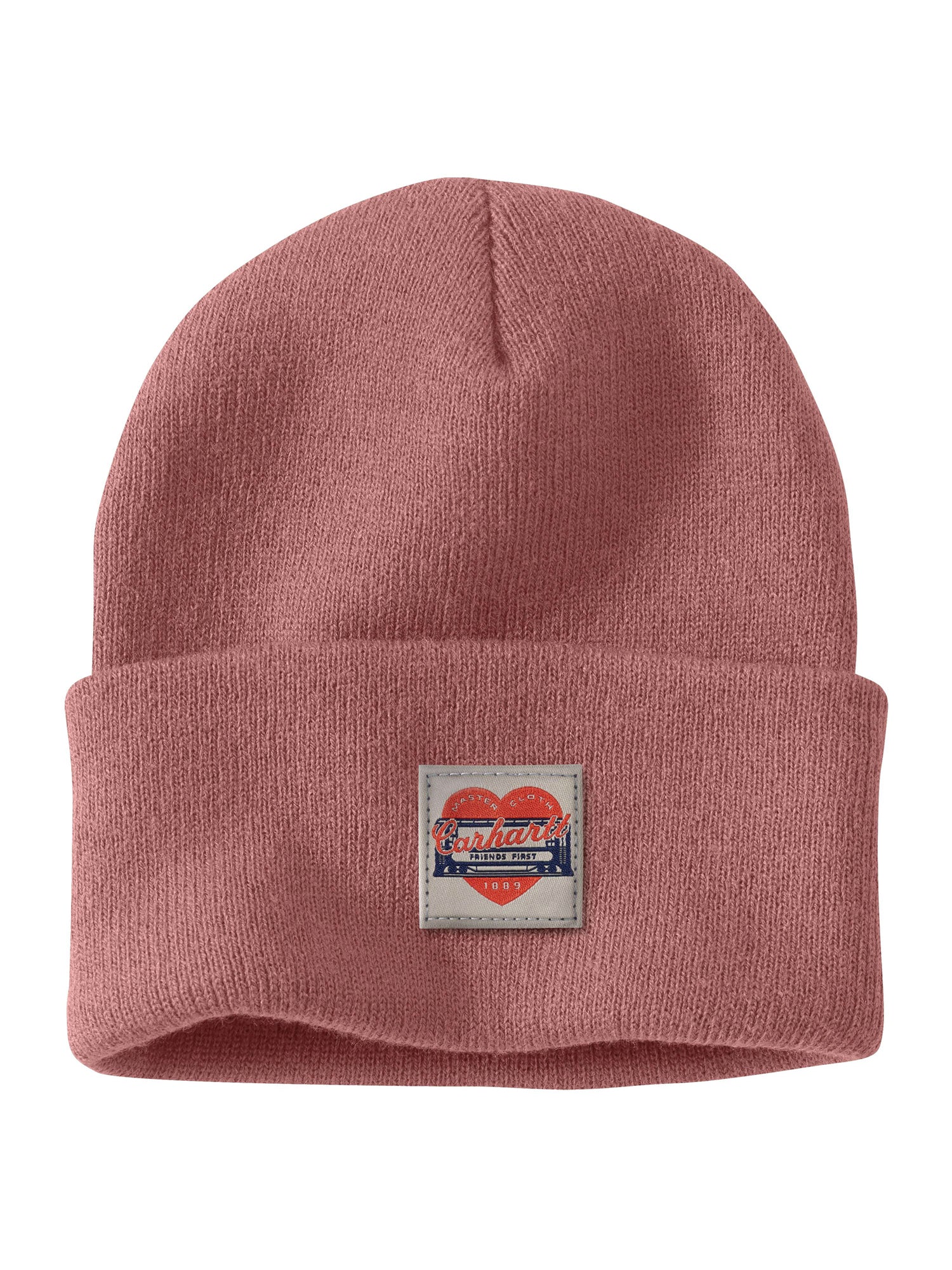 CARHARTT KNIT HEART PATCH TOQUE - ROSE
