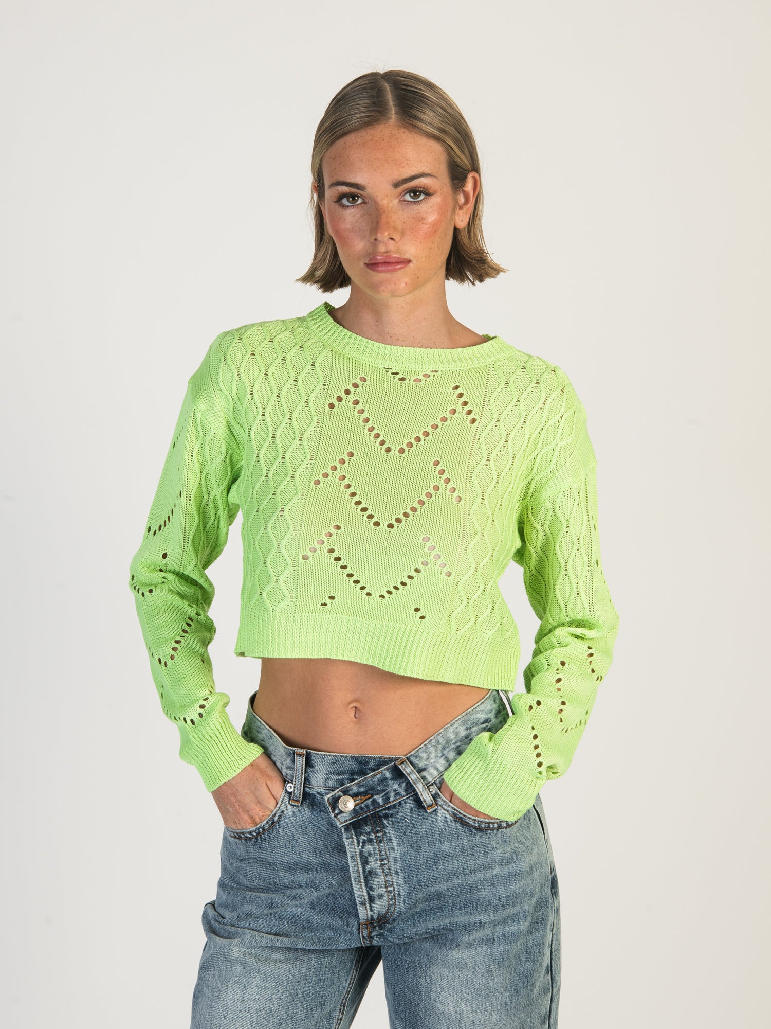 DAISY STREET LTD CROCHET KNIT BOXY JUMPER - CLEARANCE - Image 3