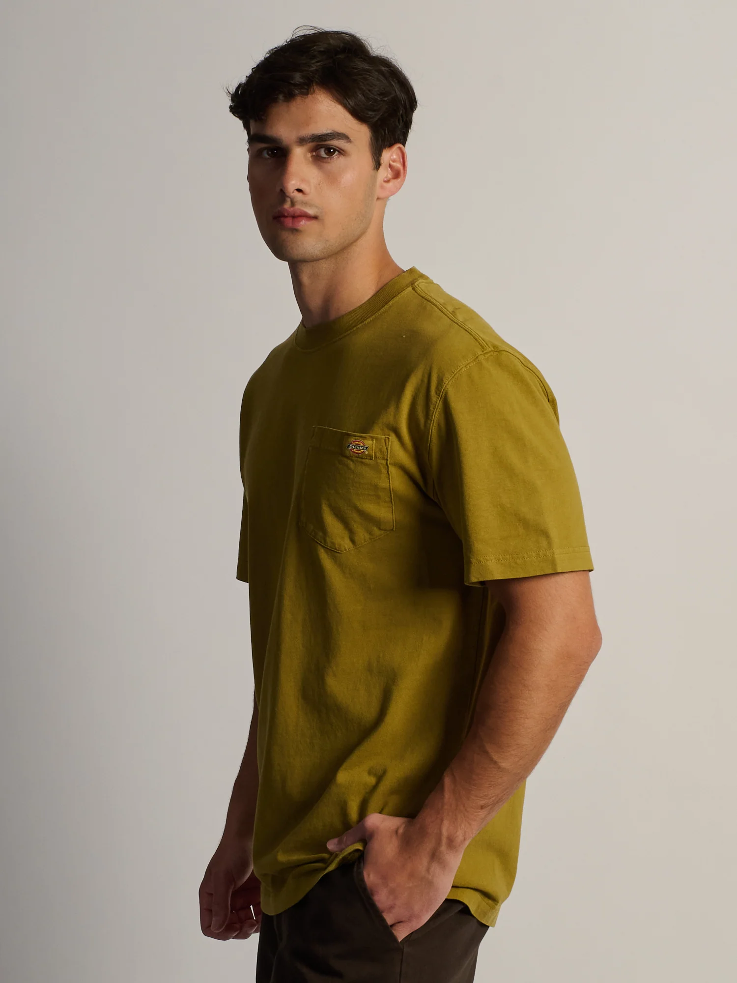DICKIES HEAVYWEIGHT SHORT SLEEVE POCKET T-SHIRT - BROWN - Image 4