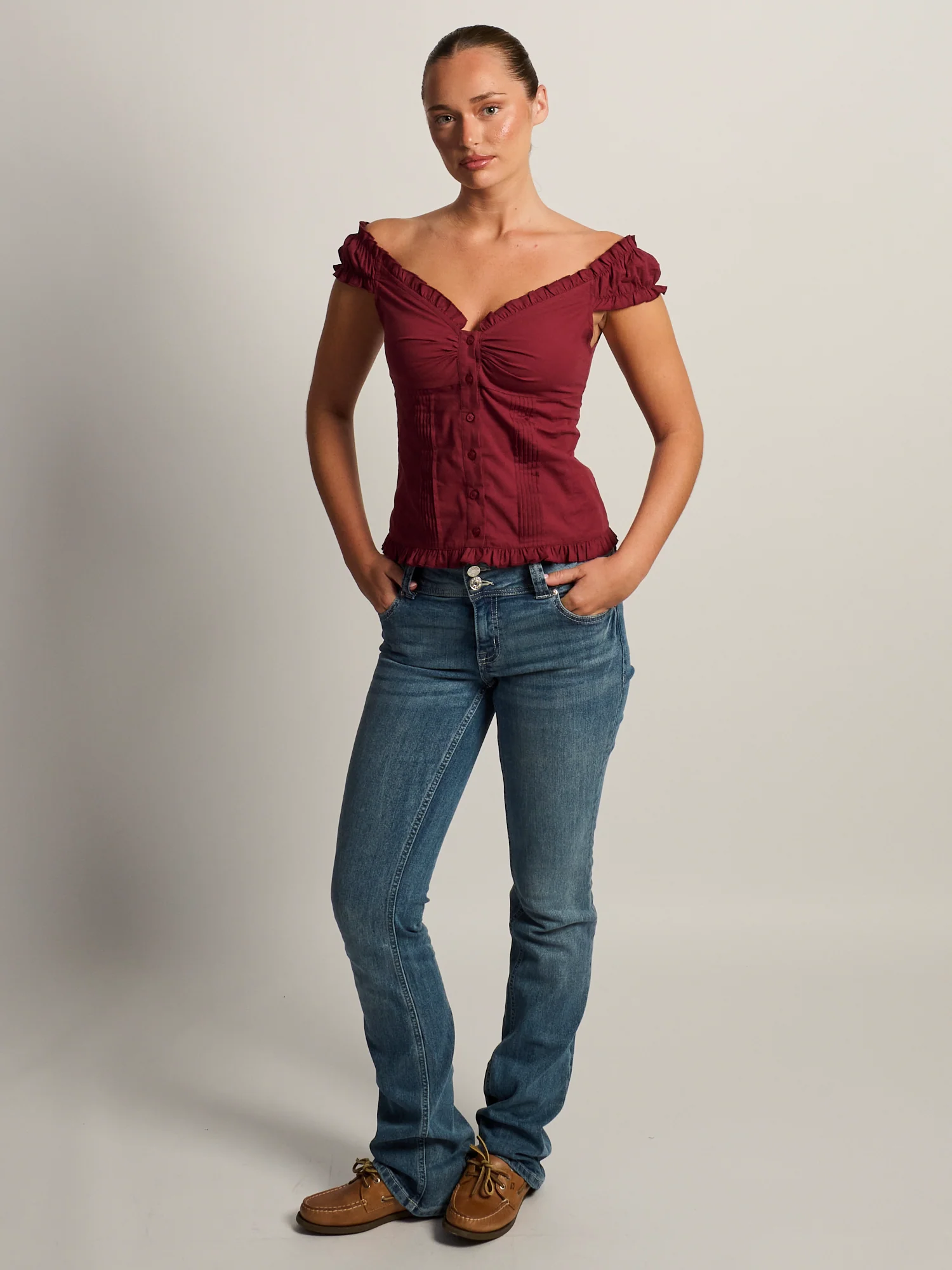 HARLOW EMILY TOP - BURGUNDY - Image 2