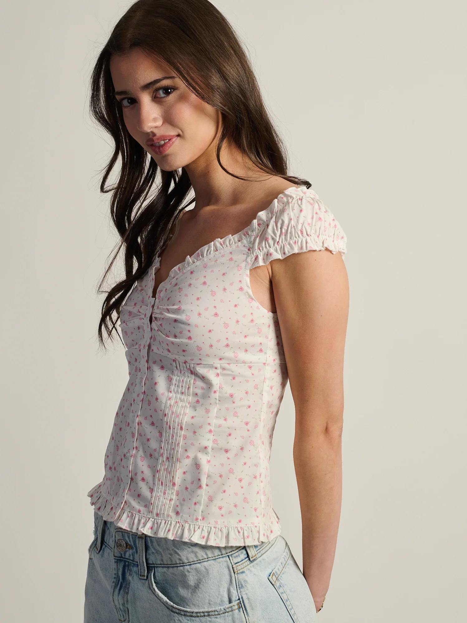 HARLOW EMILY TOP - DITSY -WHITE - Image 4