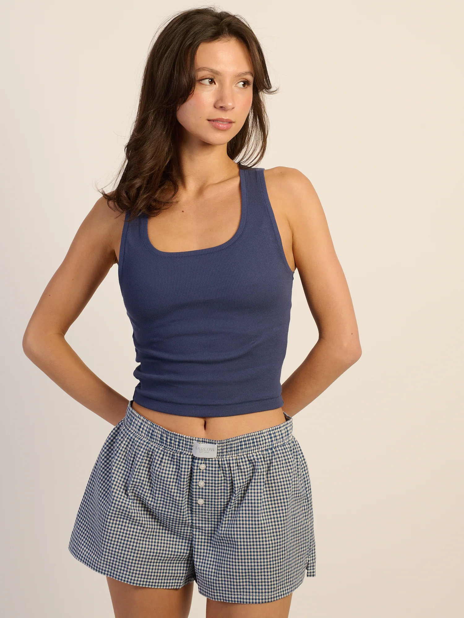 HARLOW ESSENTIAL SQUARENECK TANK - INDIGO