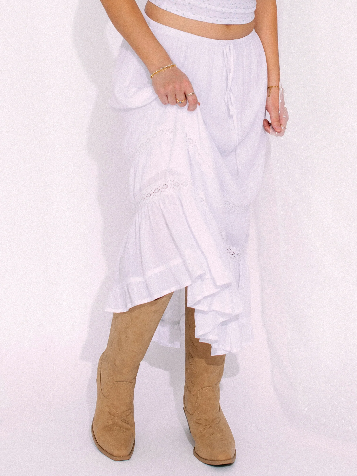 HARLOW FLORA SKIRT - WHITE
