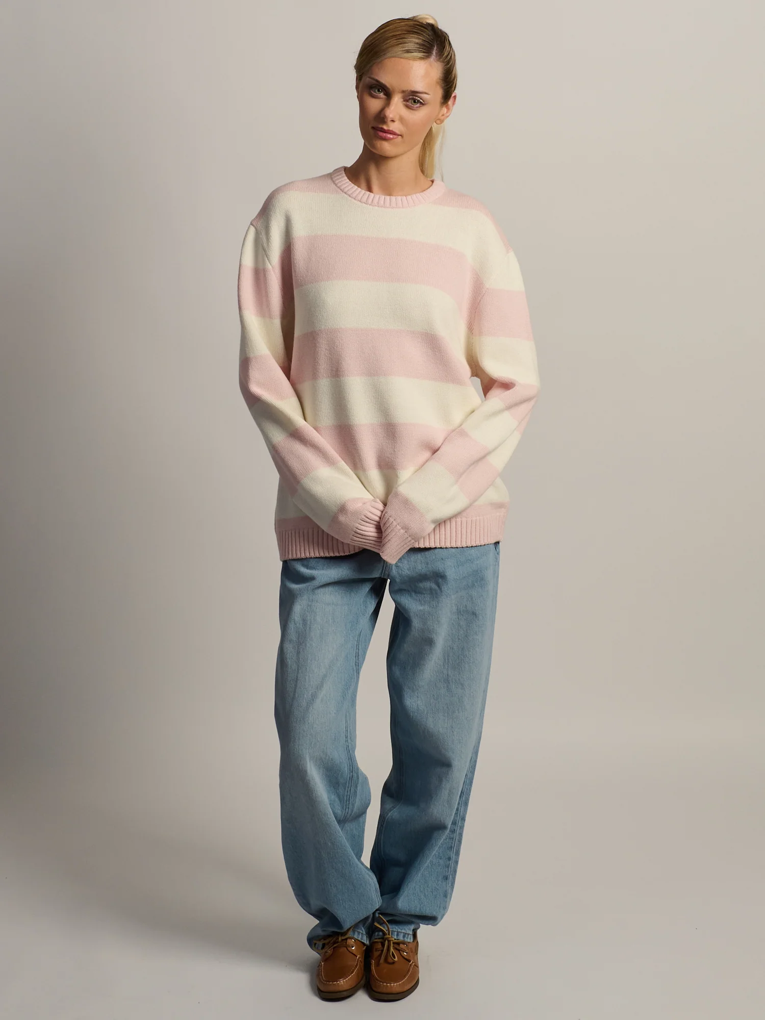 HARLOW KNIT CREWNECK SWEATER - STRIPE - Image 2