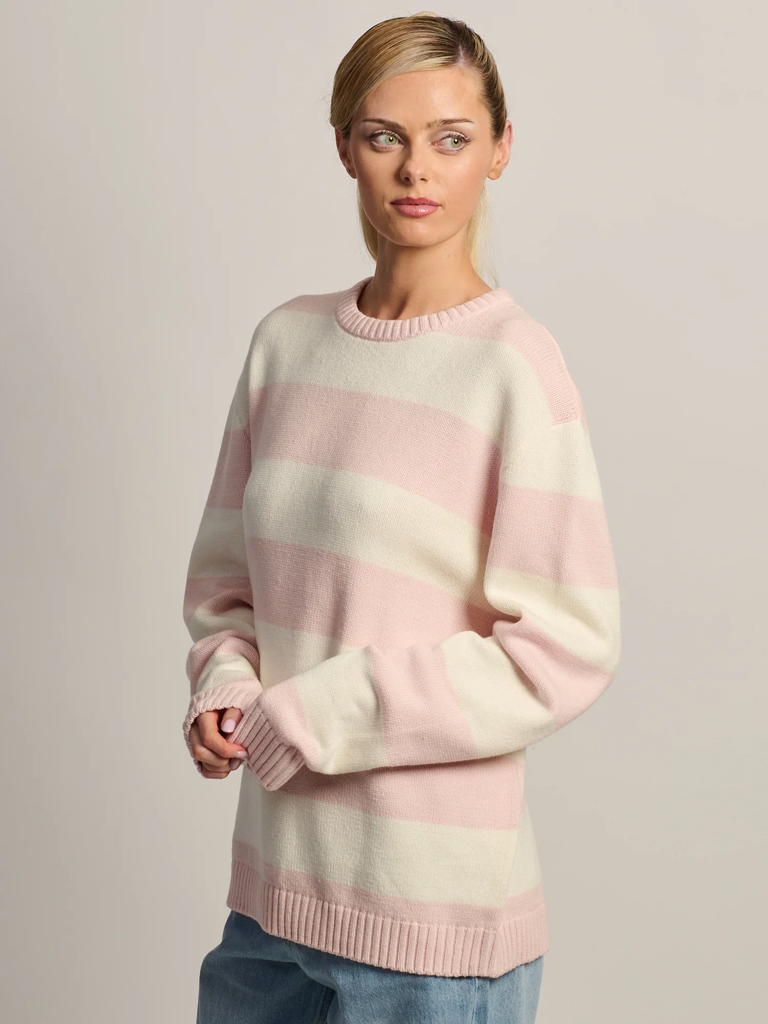 HARLOW KNIT CREWNECK SWEATER - STRIPE - Image 3