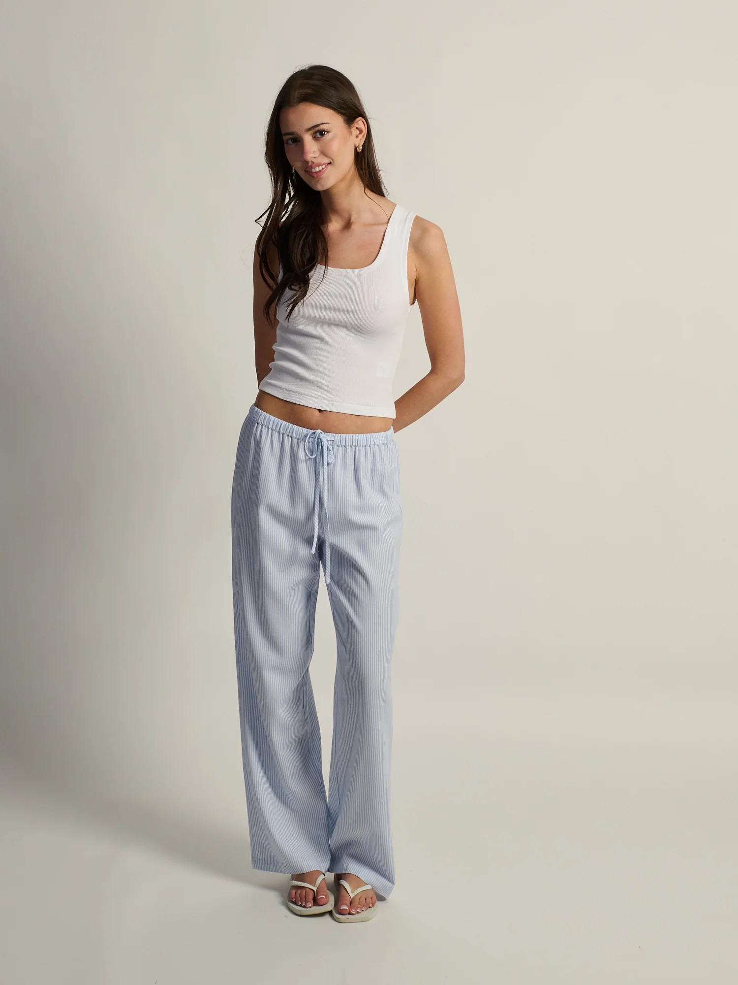 HARLOW LANA LINEN PANT - STRIPE - BLUE/WHITE - Image 3