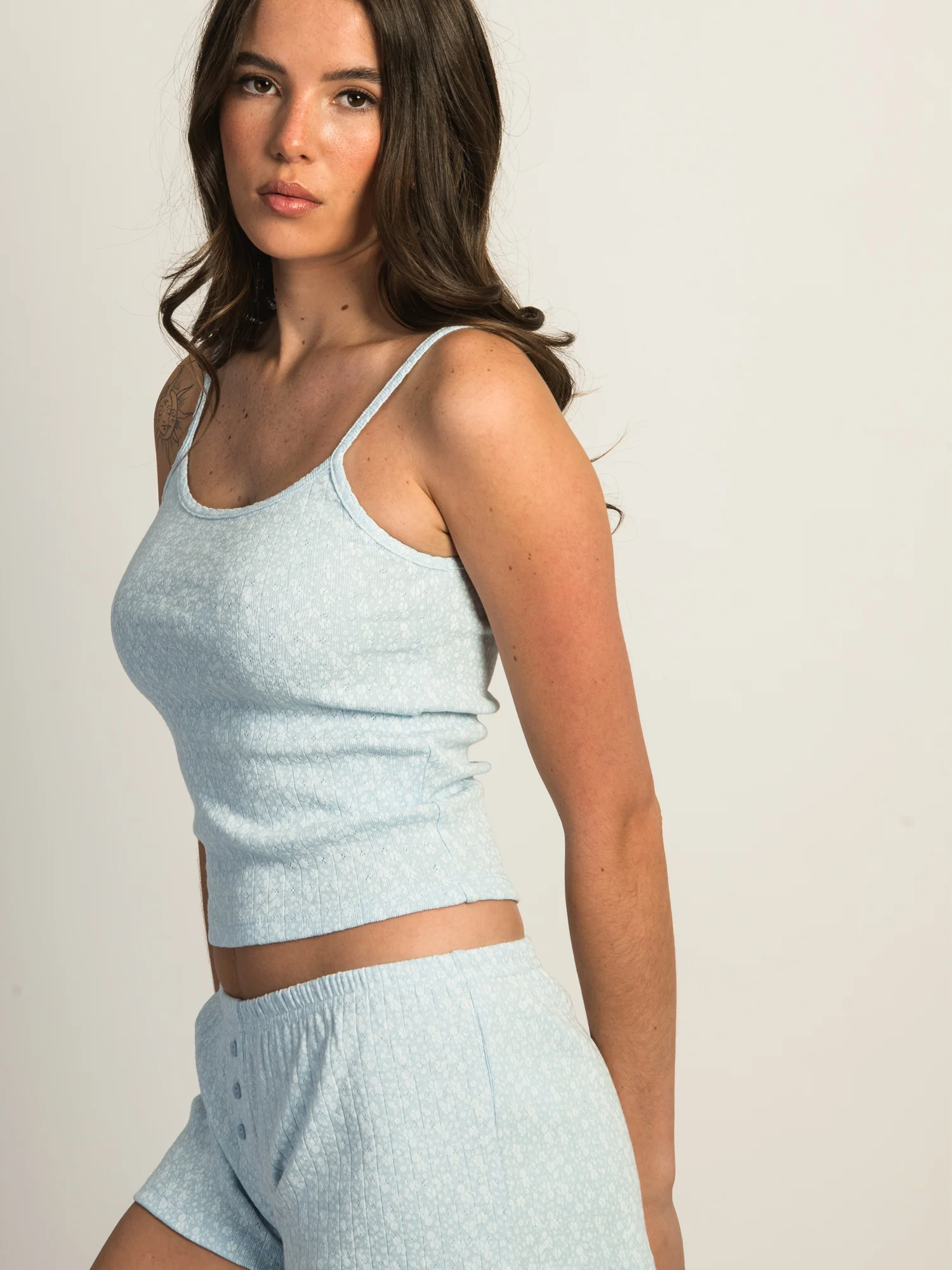 HARLOW PAYTON POINTELLE PRINT TANK TOP - BLUE - Image 4