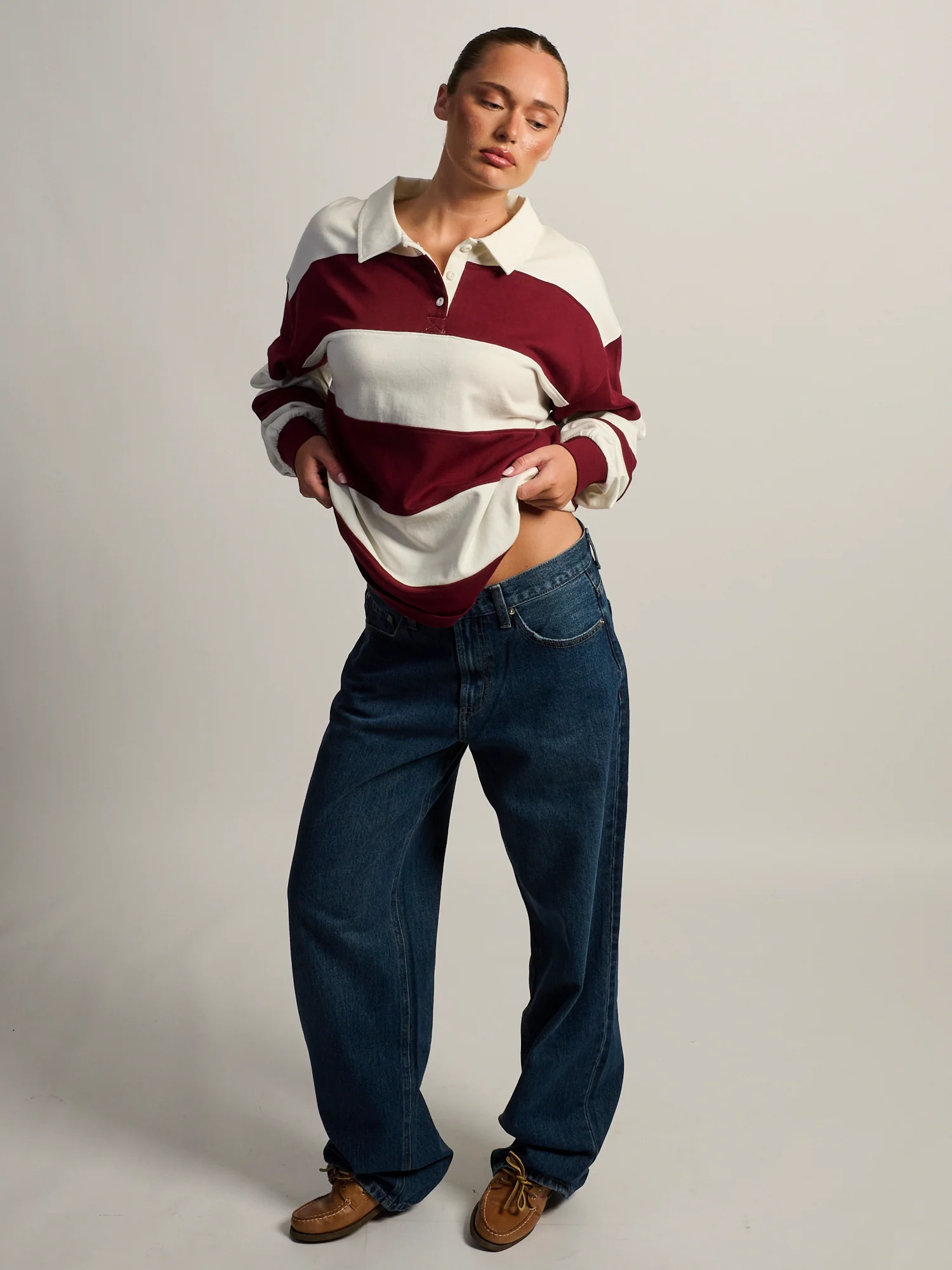 HARLOW RORY RUGBY LONG SLEEVE - BURGUNDY - Image 2