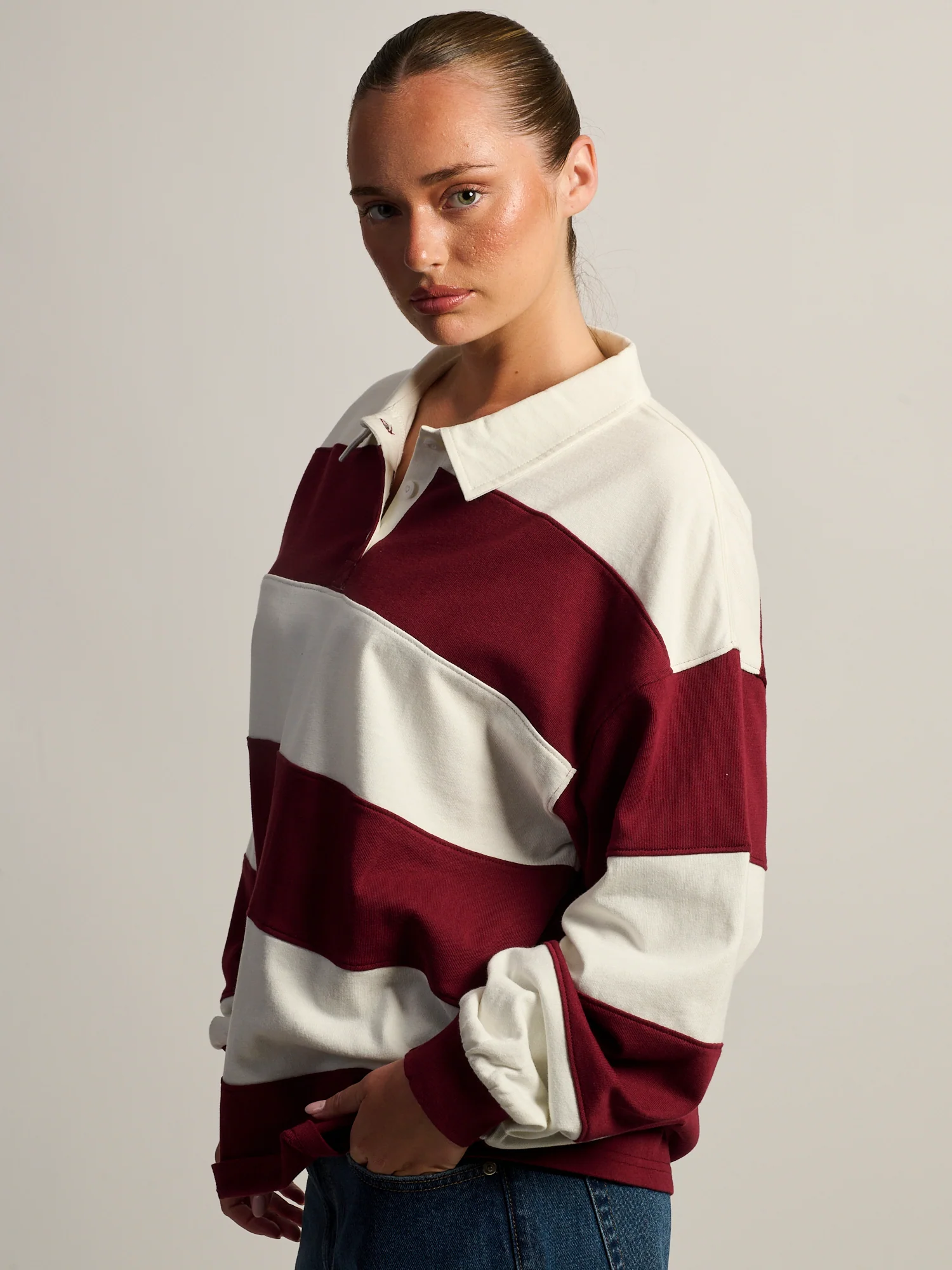 HARLOW RORY RUGBY LONG SLEEVE - BURGUNDY - Image 3