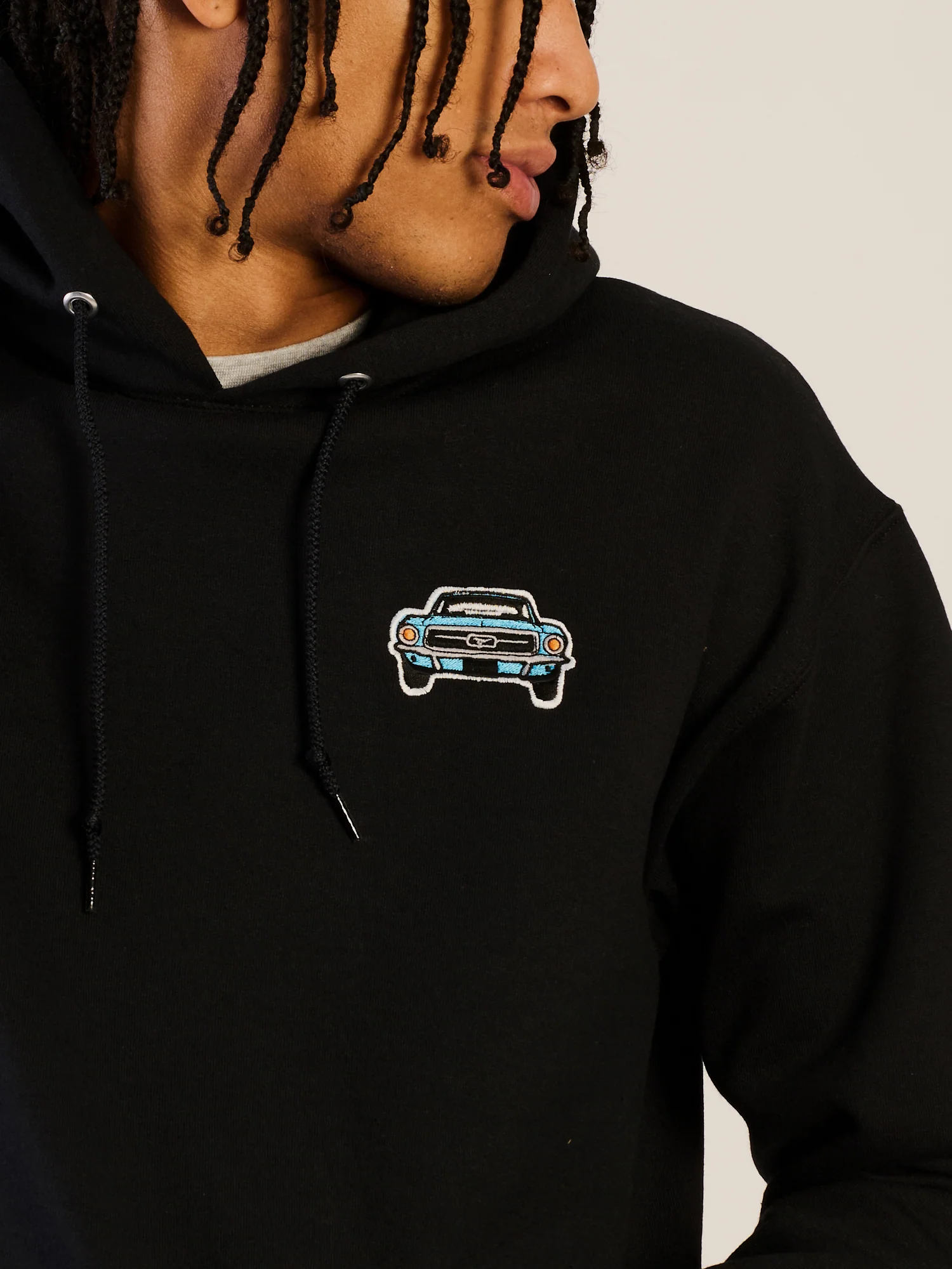 HOTLINE APPAREL MUSCLE CAR EMBOIRDERED HOODIE - BLACK - Image 3