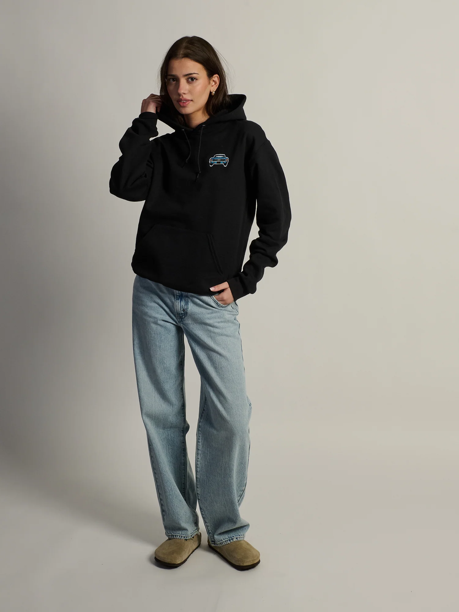 HOTLINE APPAREL MUSCLE CAR EMBOIRDERED HOODIE - BLACK - Image 7