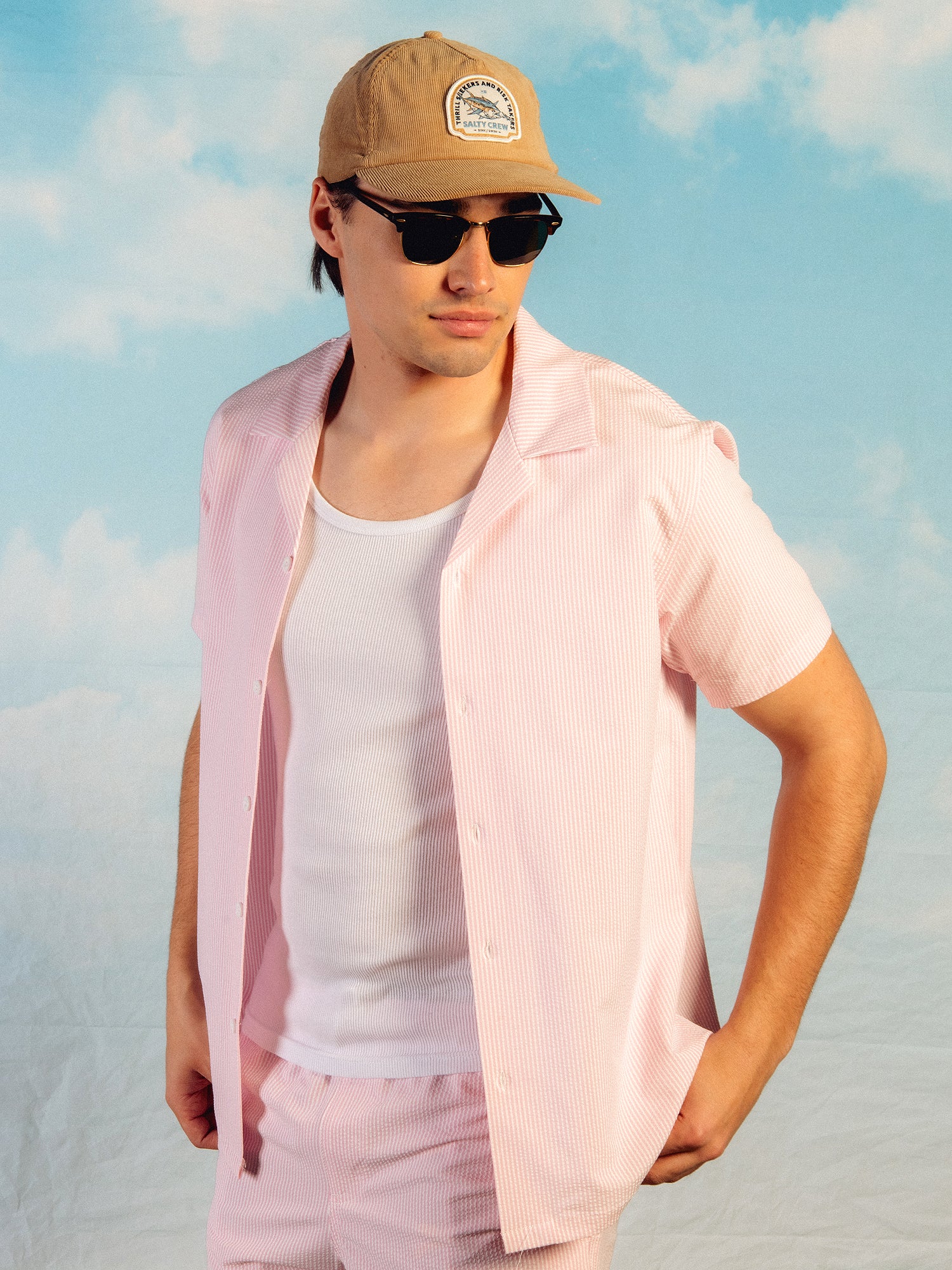 ISLAND HAZE SEERSUCKER SHORT SLEEVE WOVEN - LIGHT ROSE - Image 6