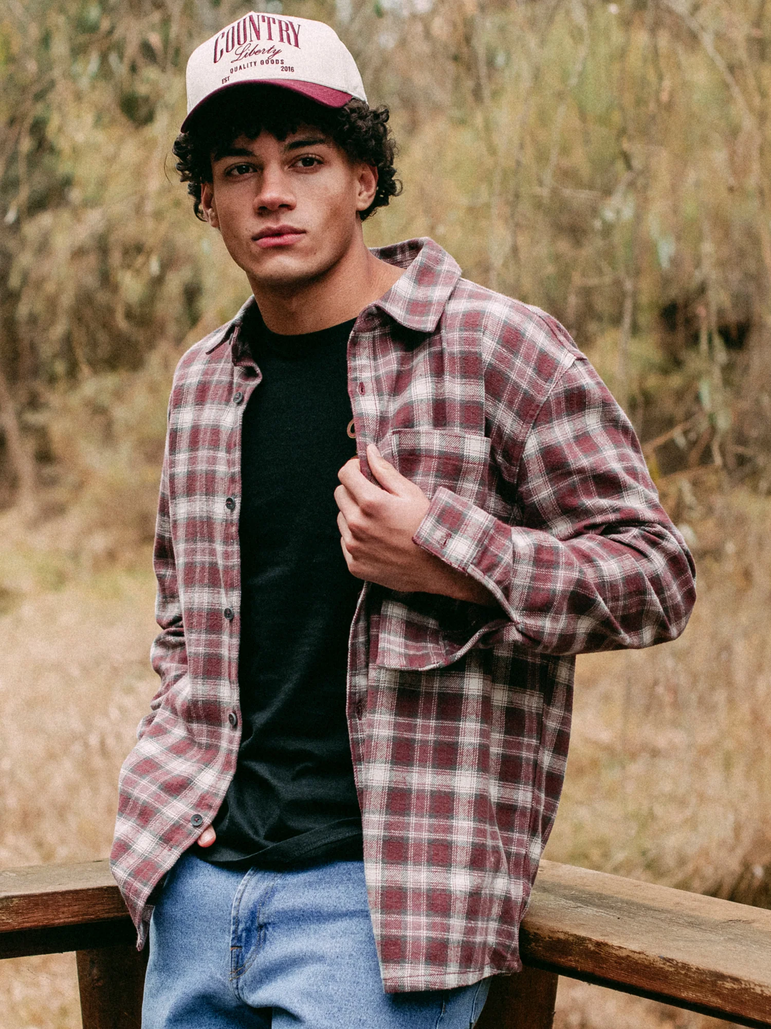 KOLBY 90S FLANNEL-BURGUNDY