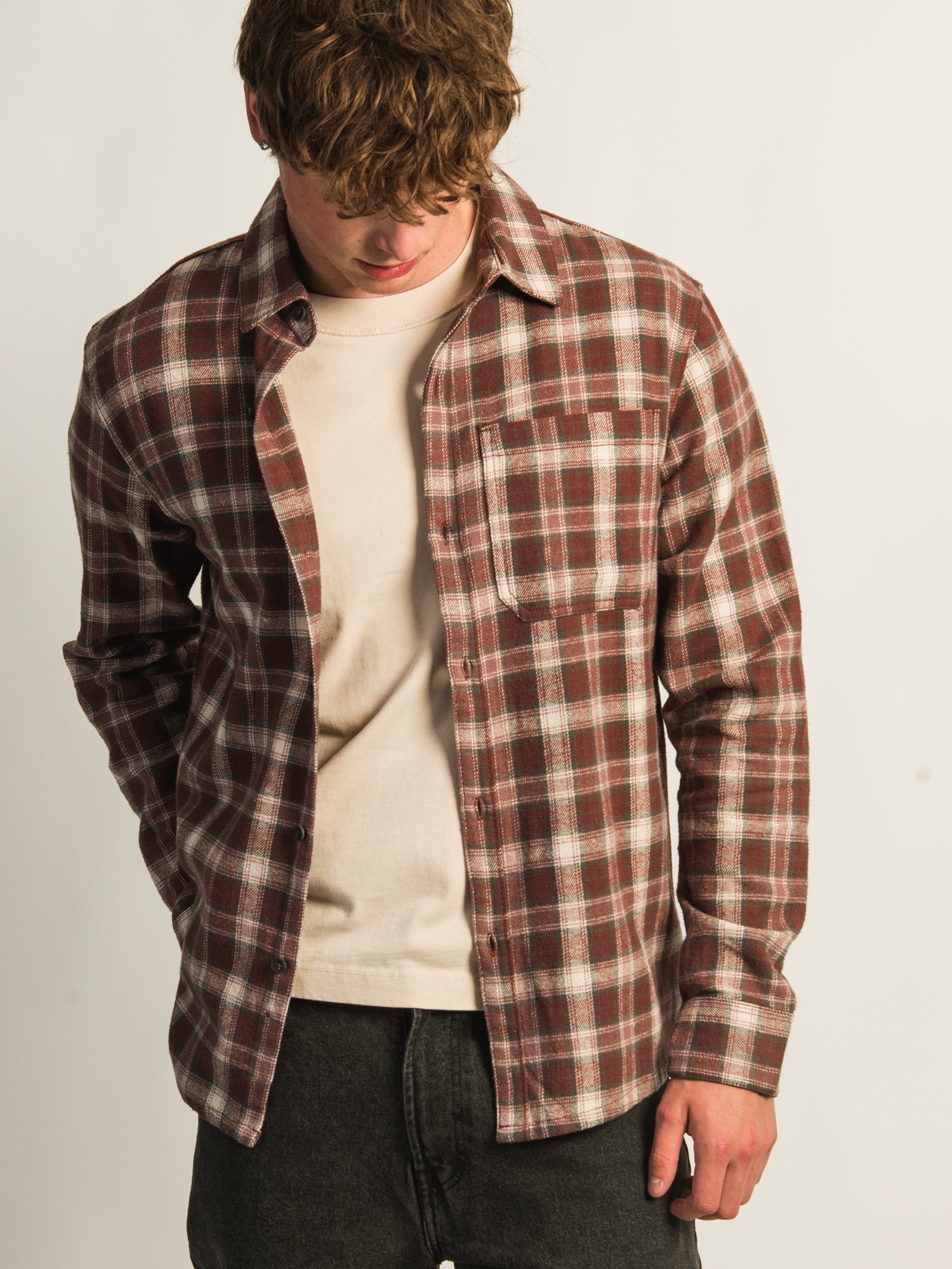 KOLBY 90S FLANNEL-BURGUNDY - Image 2