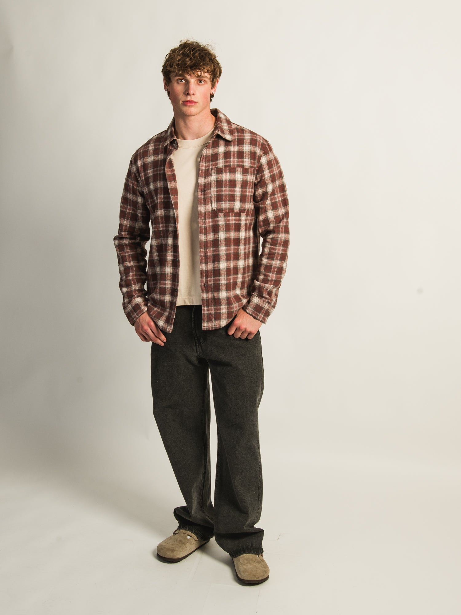 KOLBY 90S FLANNEL-BURGUNDY - Image 3