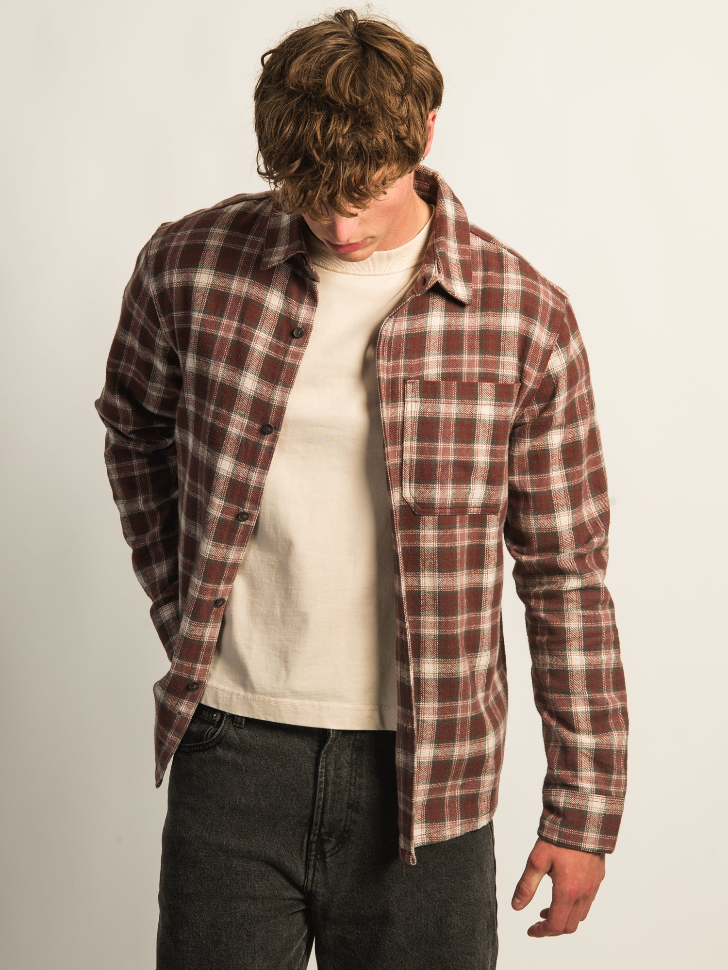 KOLBY 90S FLANNEL-BURGUNDY - Image 4