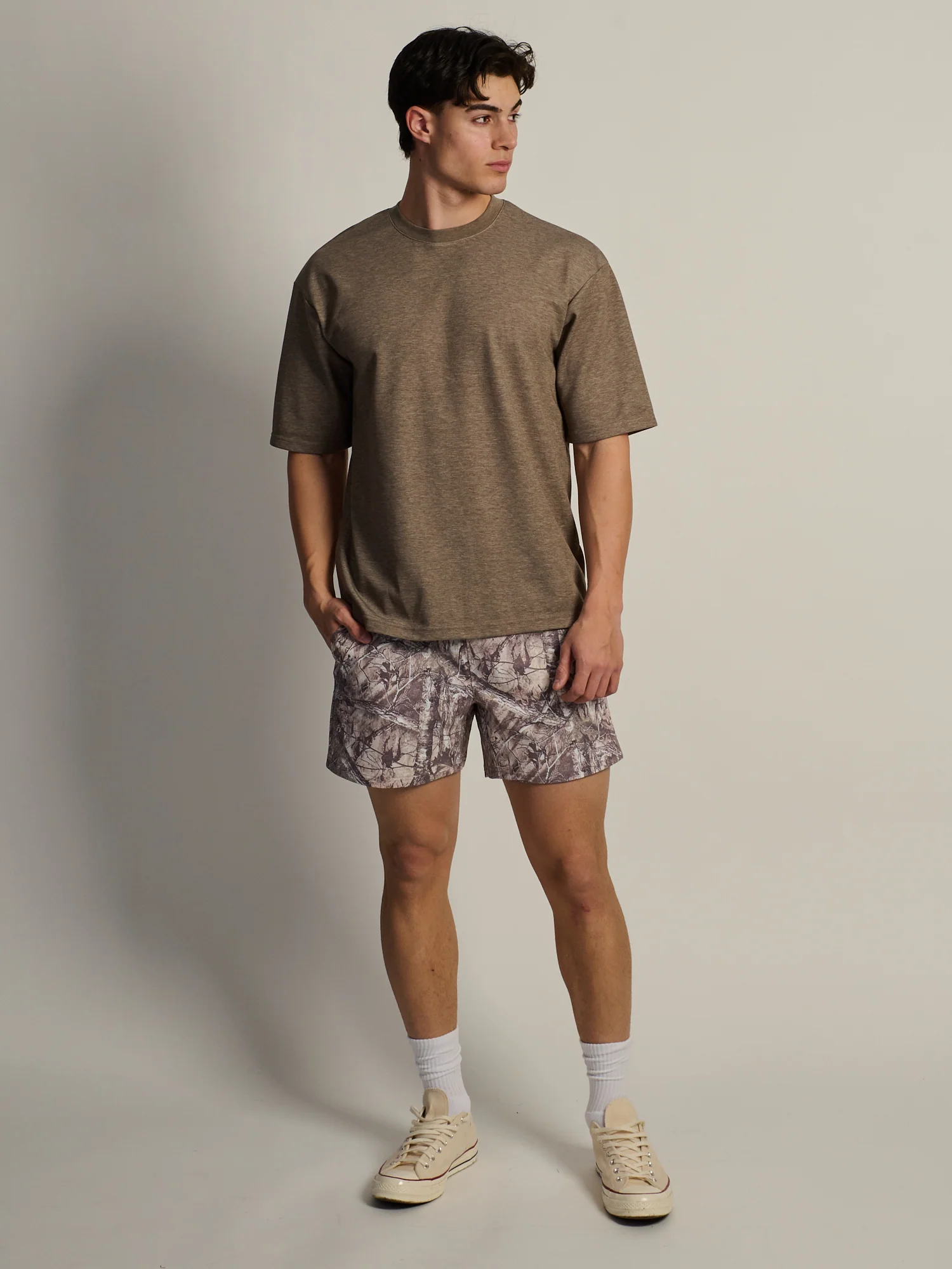 KOLBY BOXY FIT TEE - HEATHER BROWN - Image 2