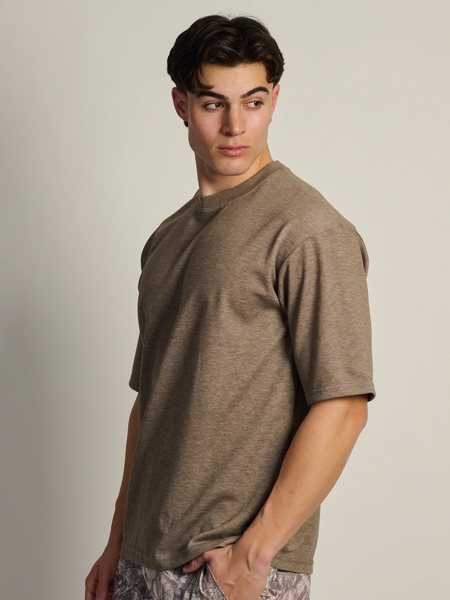 KOLBY BOXY FIT TEE - HEATHER BROWN - Image 3