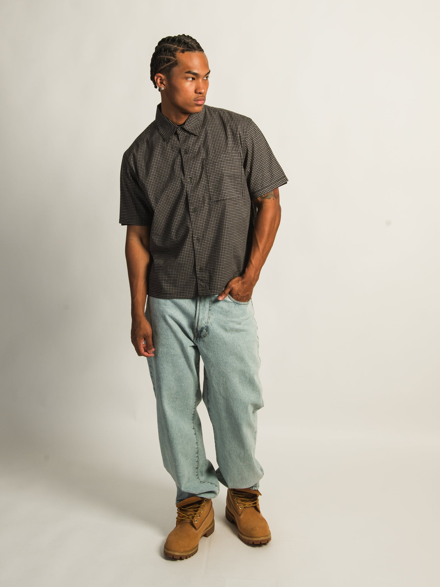 KOLBY BOXY PLAID SHIRT - BLACK - Image 3