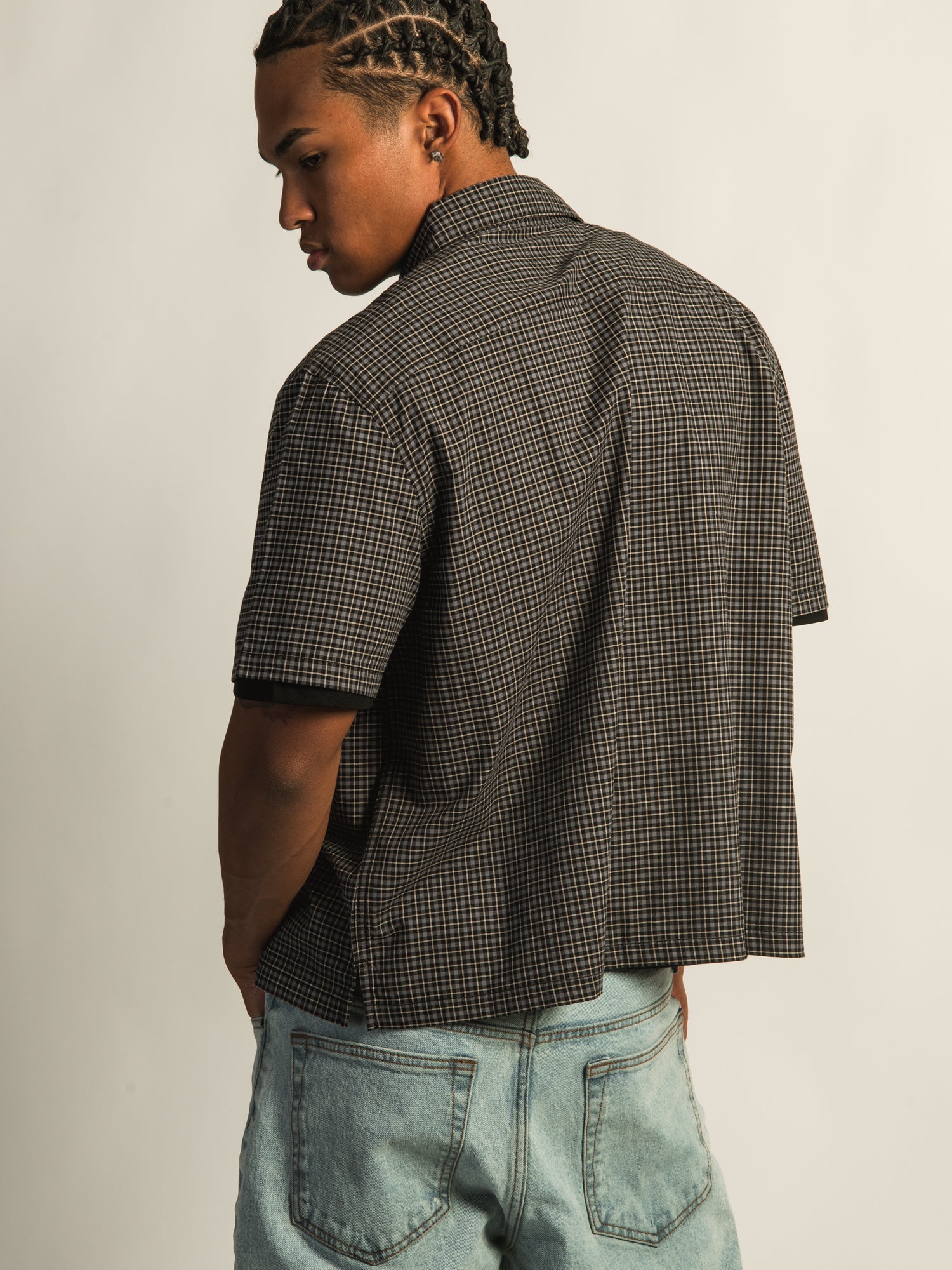 KOLBY BOXY PLAID SHIRT - BLACK - Image 6