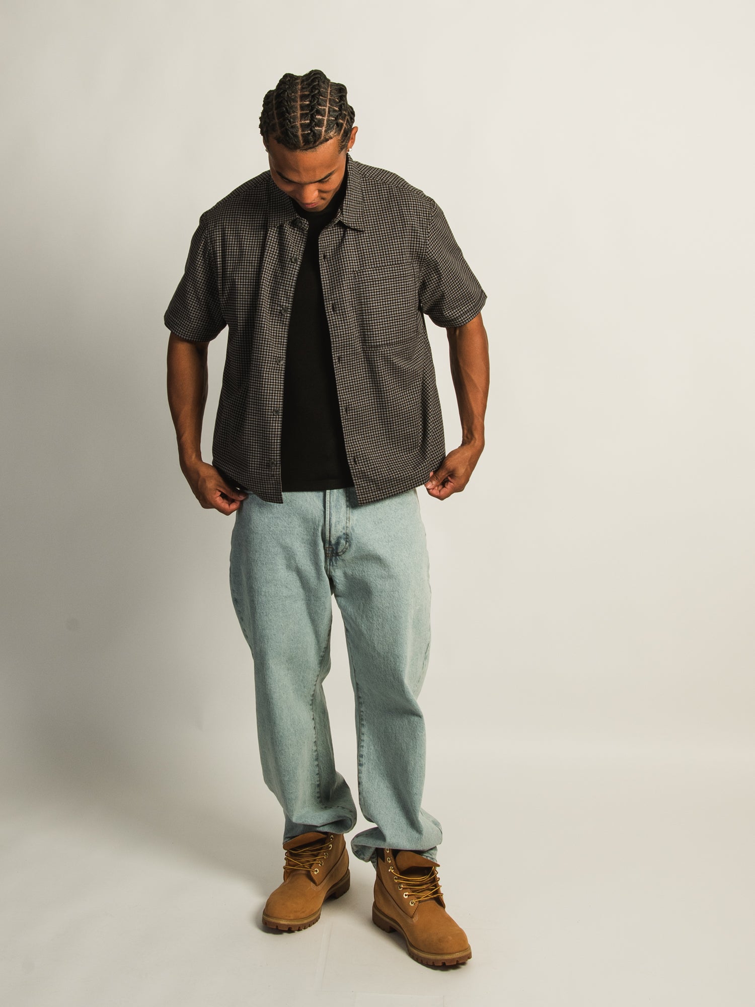 KOLBY BOXY PLAID SHIRT - BLACK - Image 7