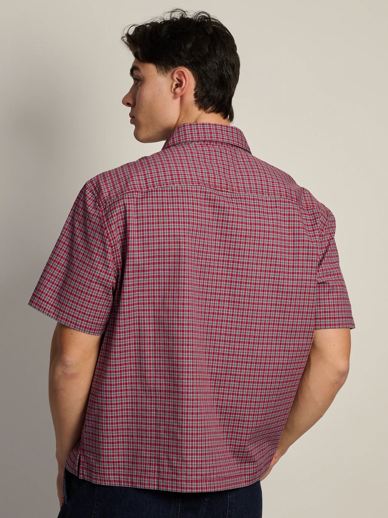 KOLBY BOXY PLAID SHIRT - BURGUNDY - Image 5