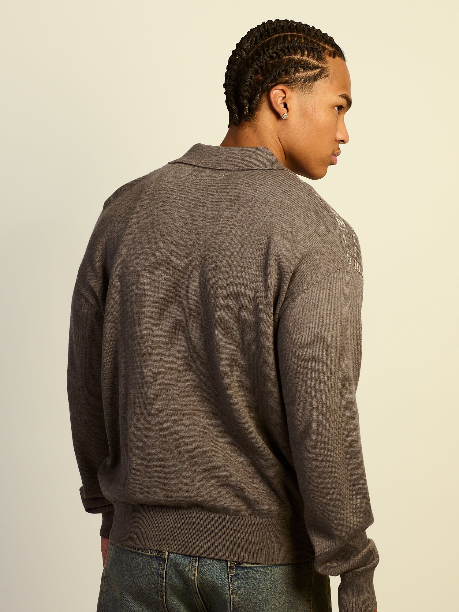 KOLBY COLLARED ZIP UP - CHARCOAL - Image 5