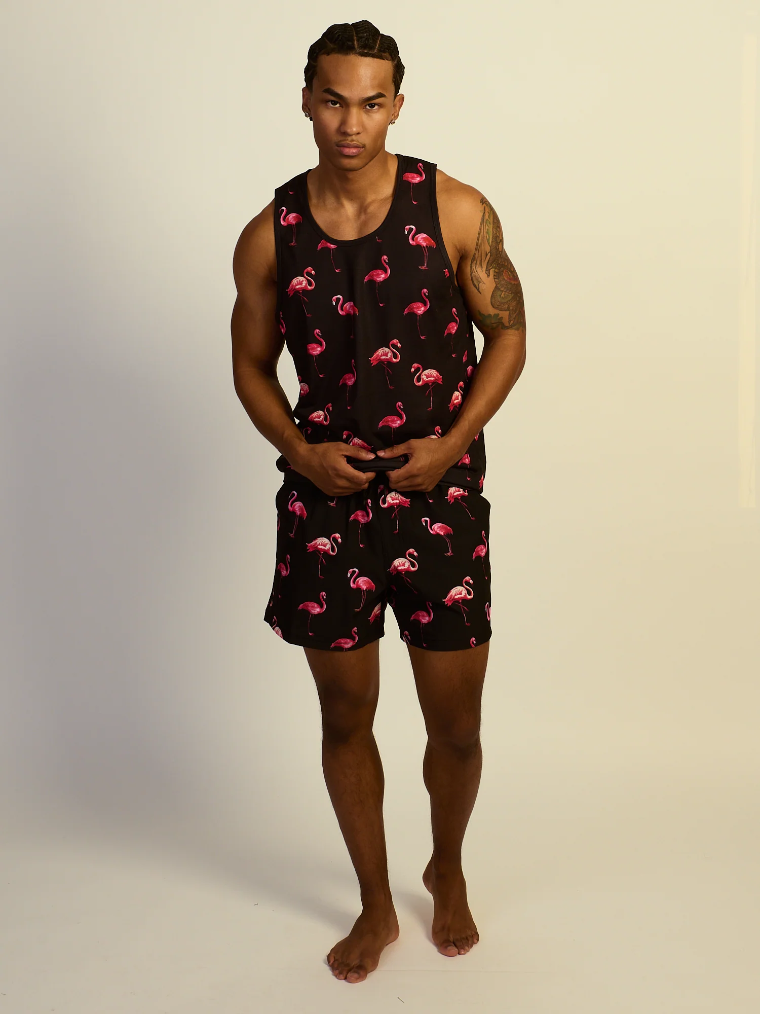 KOLBY SWIM FLAMINGO TANK TOP - BLACK - Image 2