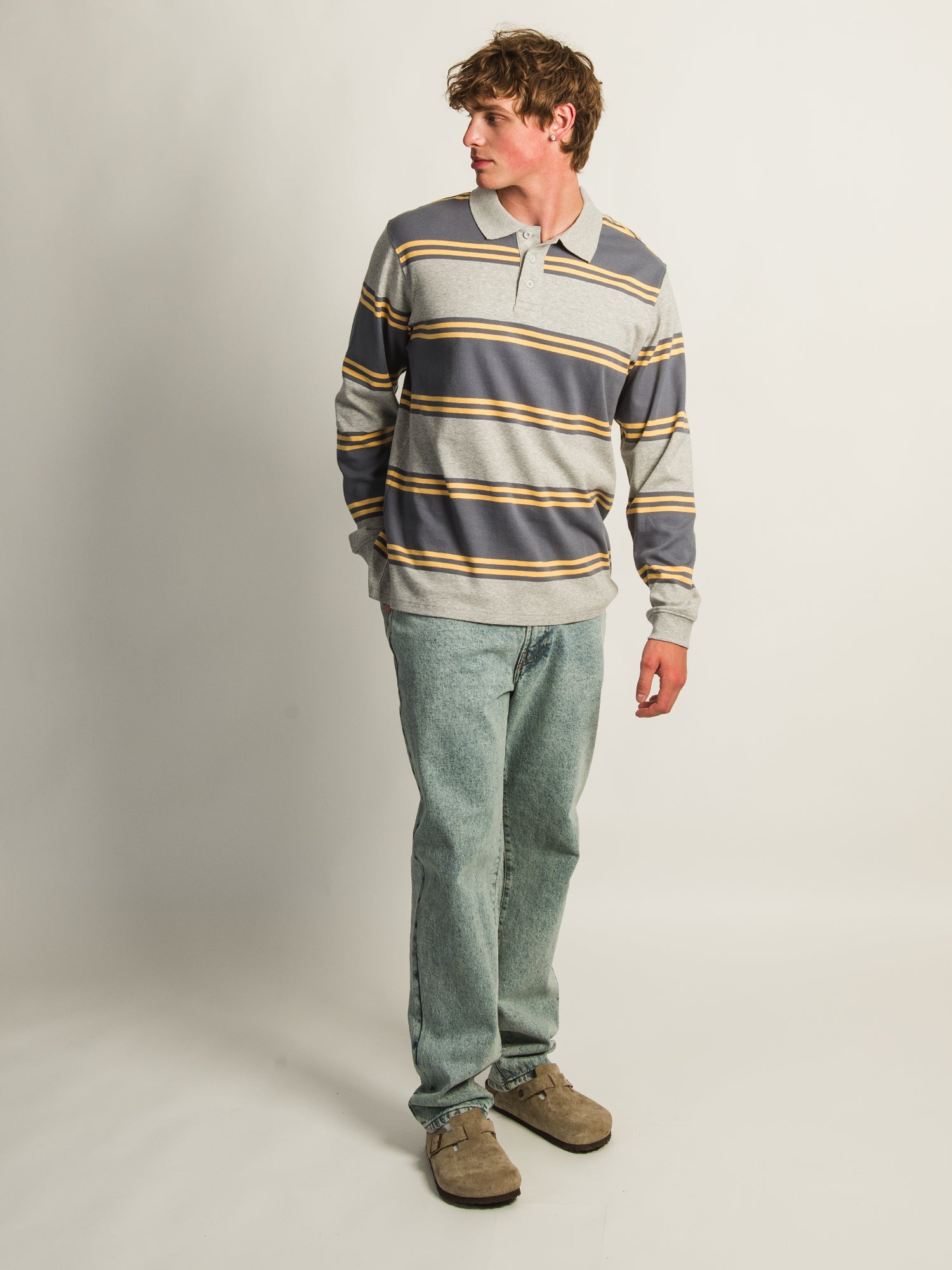 KOLBY LONG SLEEVE RUGBY SHIRT - HEATHER GREY - Image 2