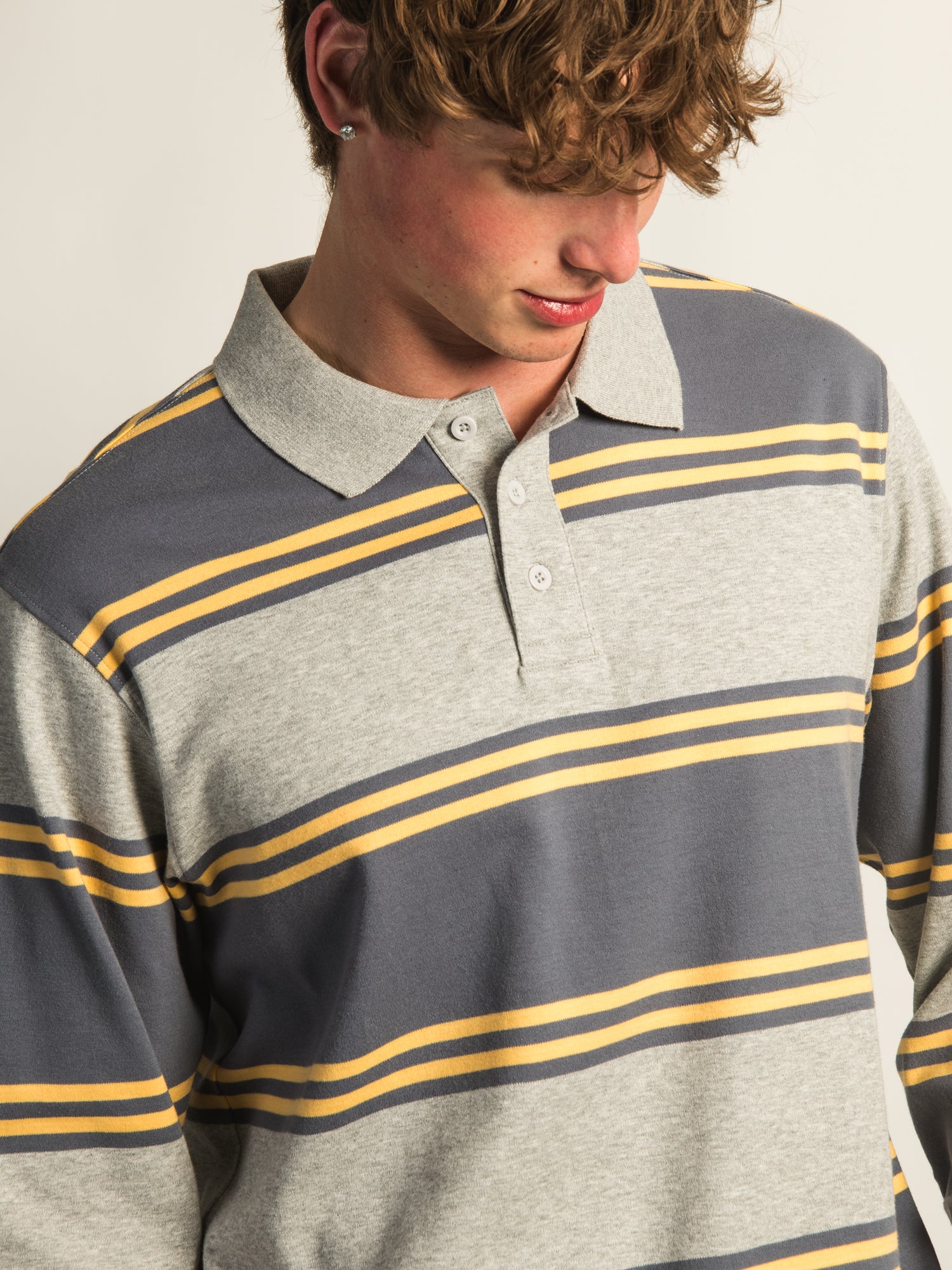 KOLBY LONG SLEEVE RUGBY SHIRT - HEATHER GREY - Image 5
