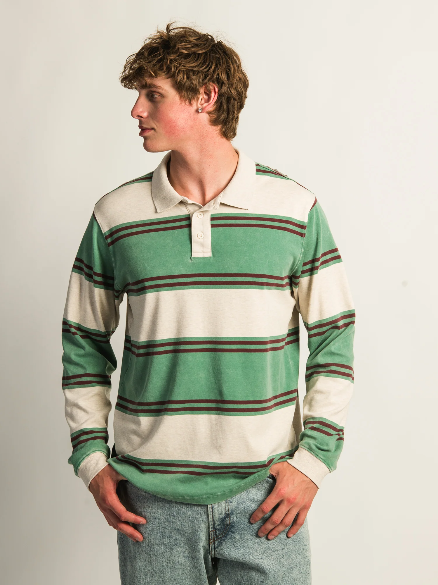 KOLBY LONG SLEEVE RUGBY SHIRT - OATMEAL - Image 2