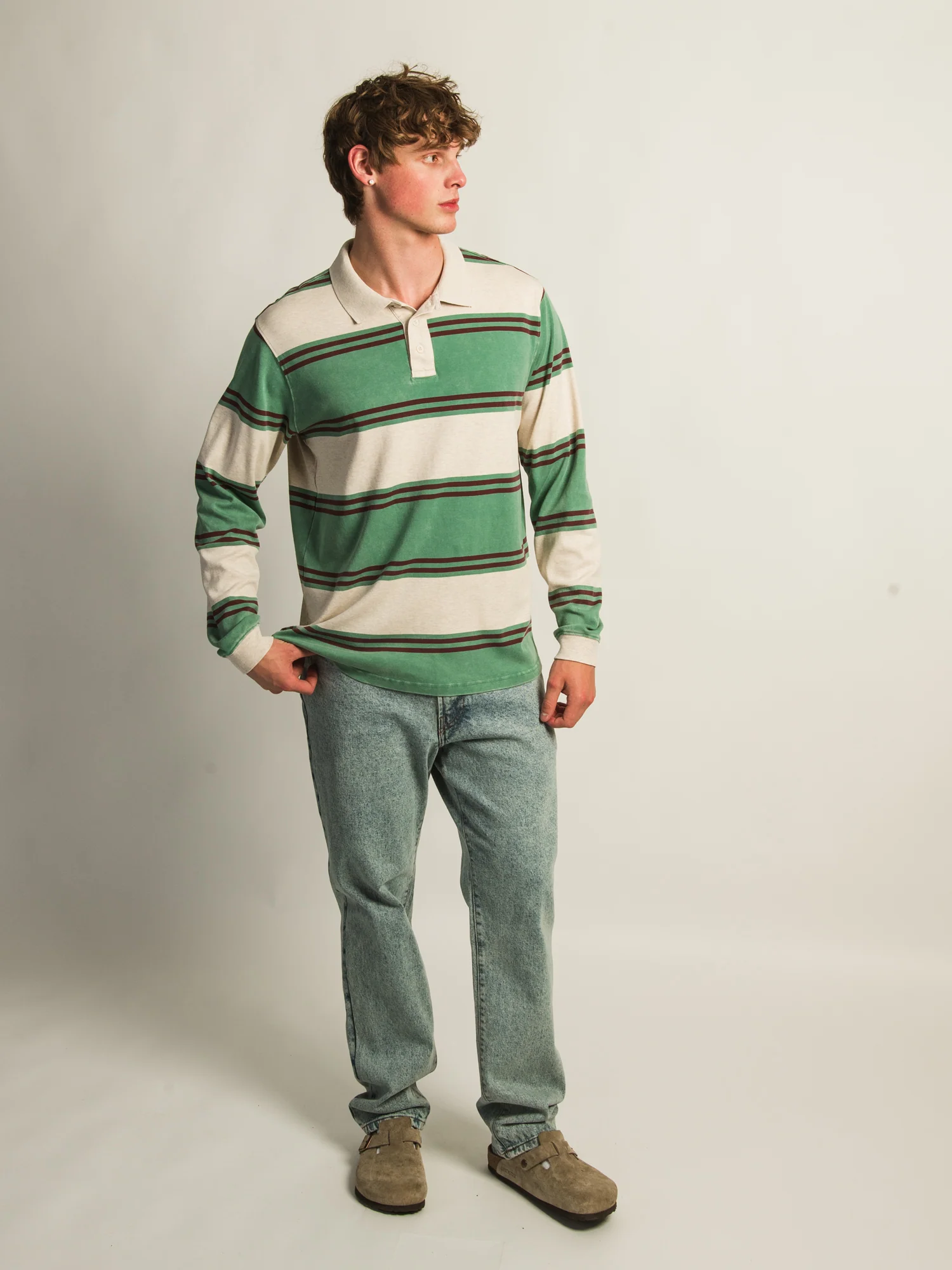 KOLBY LONG SLEEVE RUGBY SHIRT - OATMEAL - Image 3