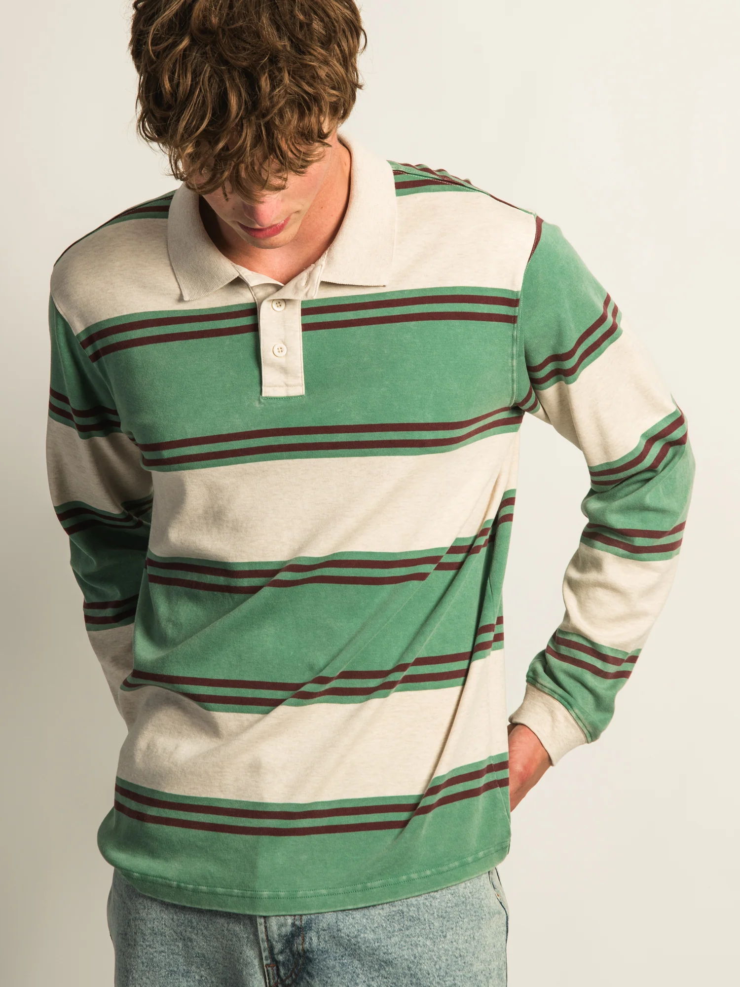 KOLBY LONG SLEEVE RUGBY SHIRT - OATMEAL - Image 4