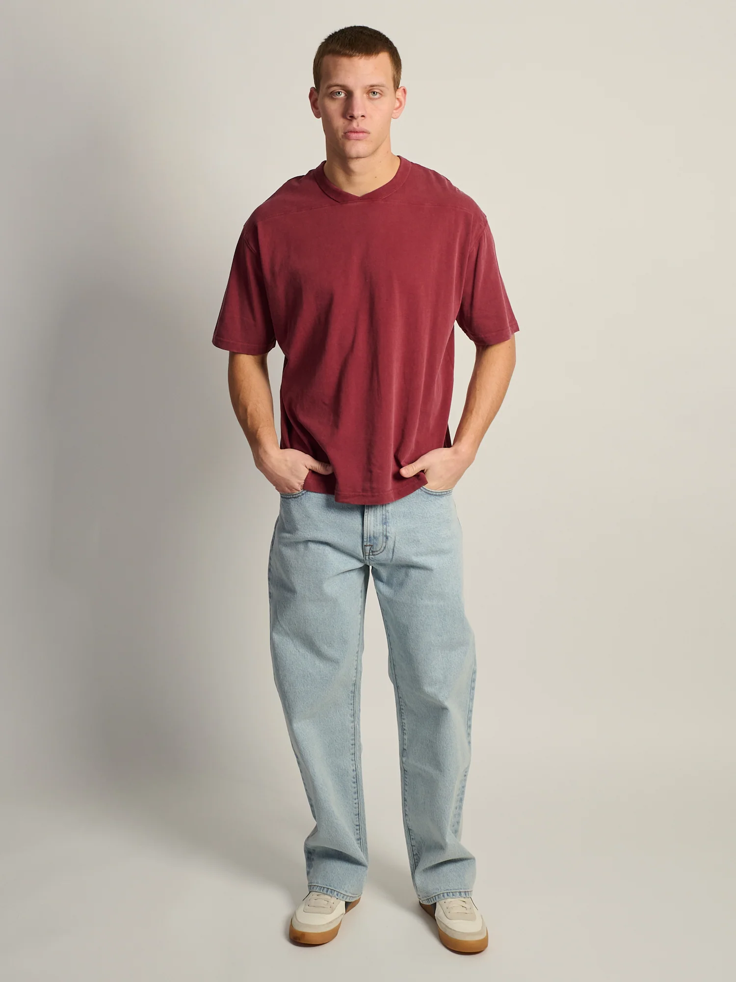KOLBY LOOSE FIT FOOTBALL TEE - BURGUNDY - Image 2