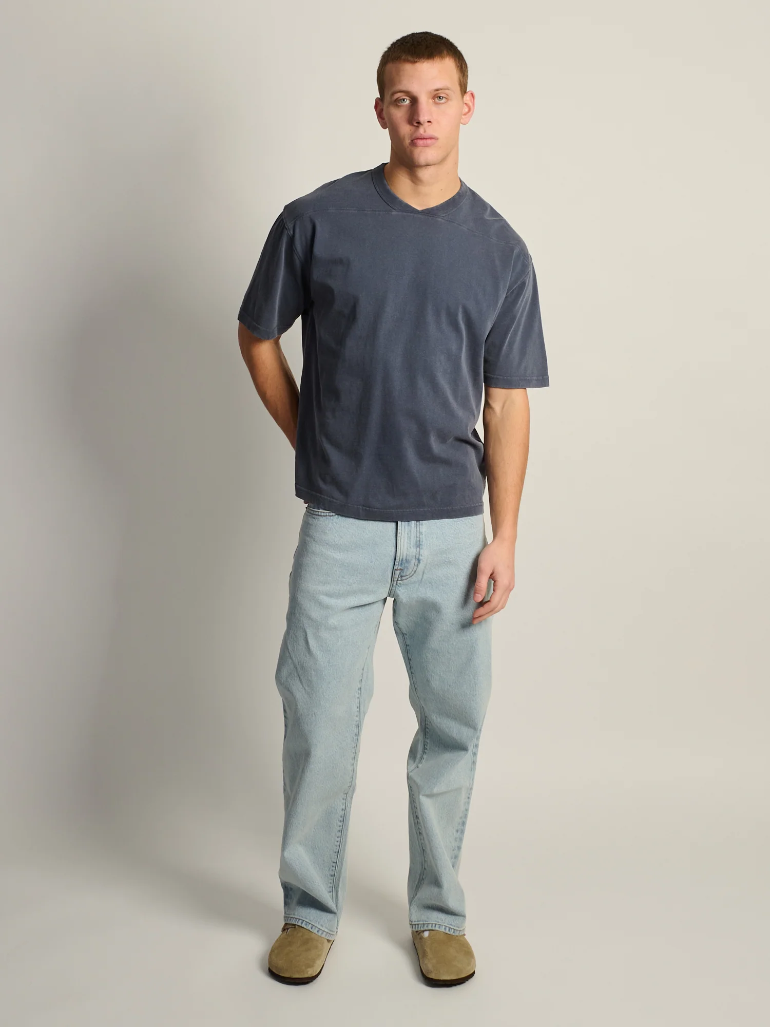 KOLBY LOOSE FIT FOOTBALL TEE - CHARCOAL NAVY - Image 2