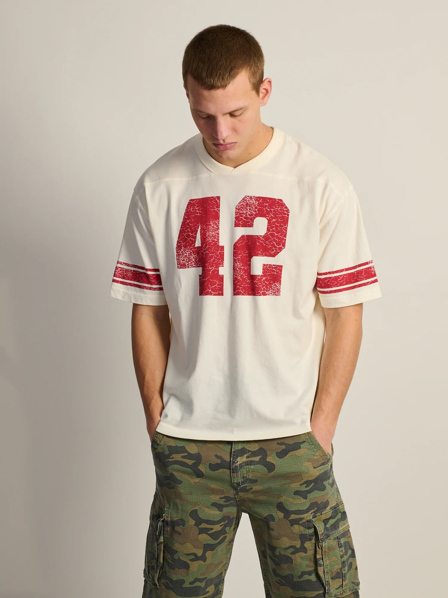 KOLBY LOOSE FIT FOOTBALL TEE - WHITE - Image 2