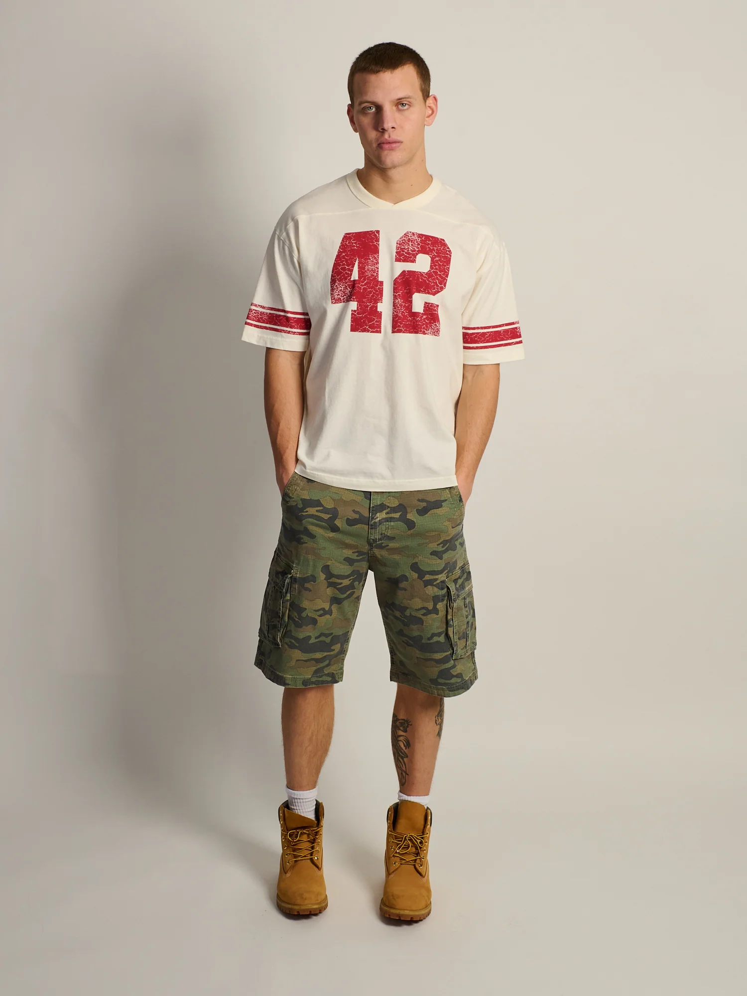 KOLBY LOOSE FIT FOOTBALL TEE - WHITE - Image 3