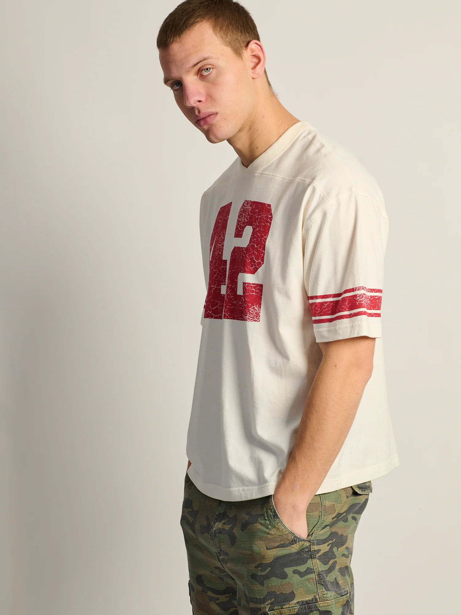 KOLBY LOOSE FIT FOOTBALL TEE - WHITE - Image 4