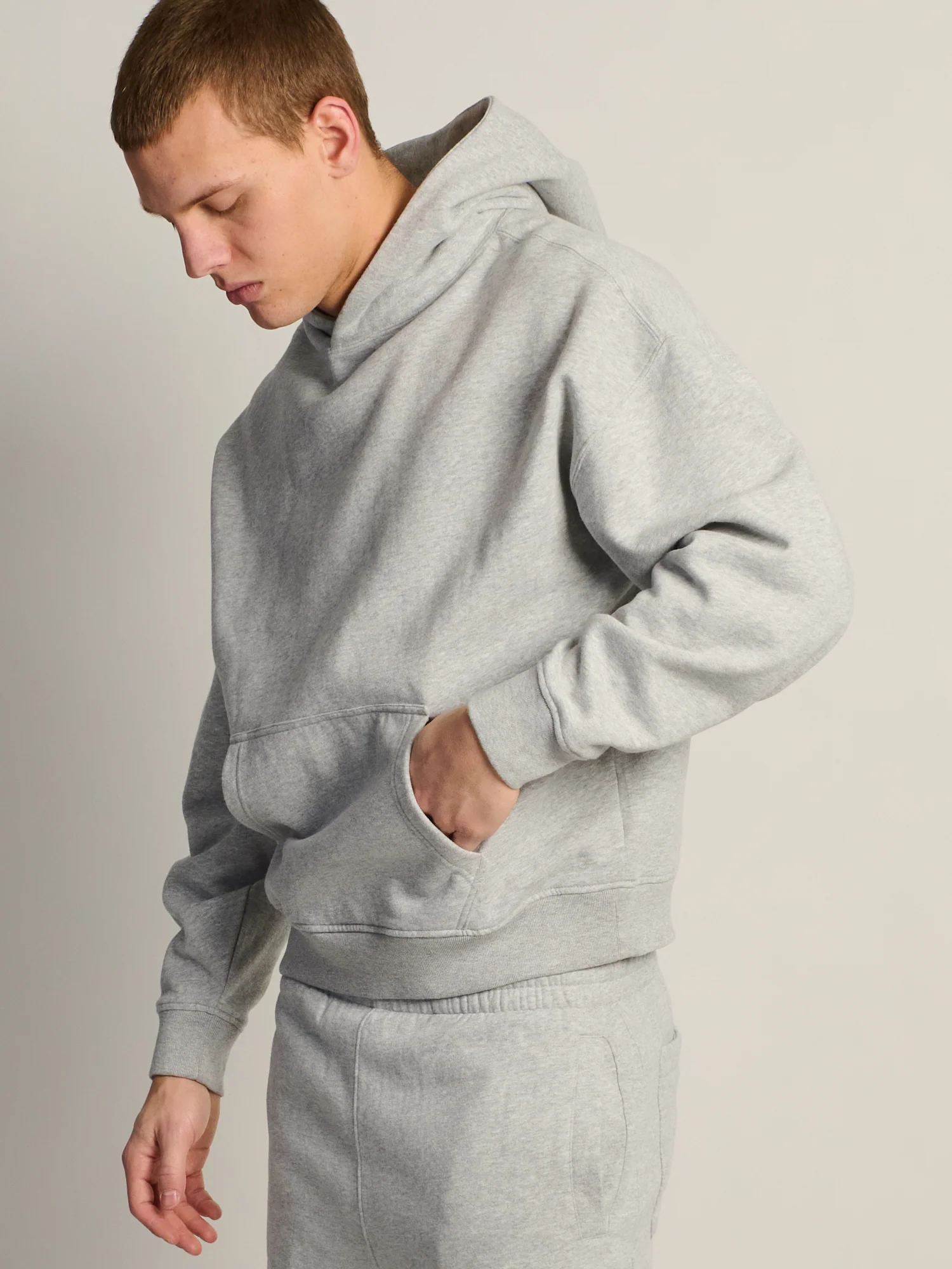KOLBY RELAXED FIT HOODIE - HEATHER GREY - Image 3
