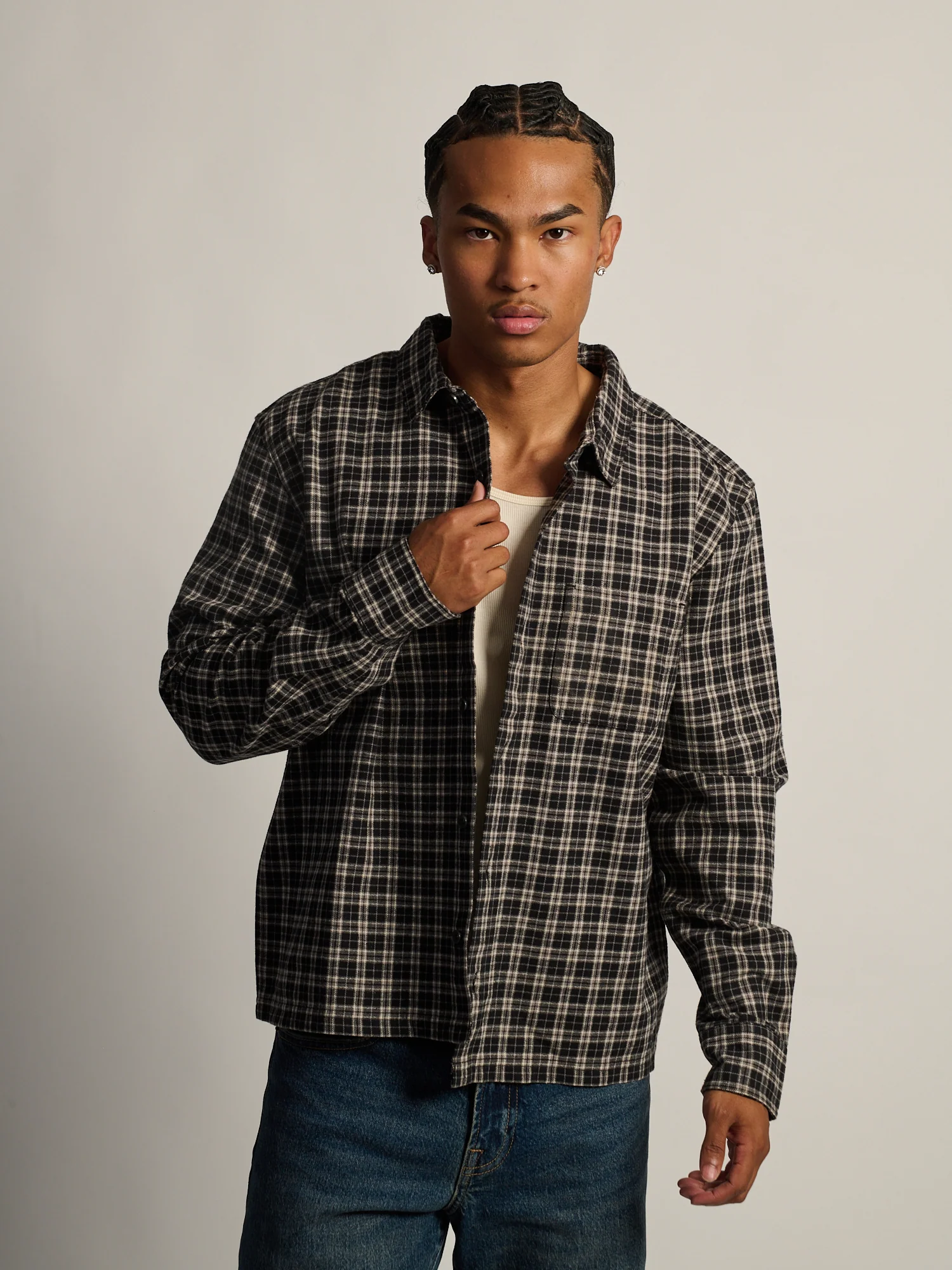 KOLBY SHORT CUT FLANNEL - BLACK
