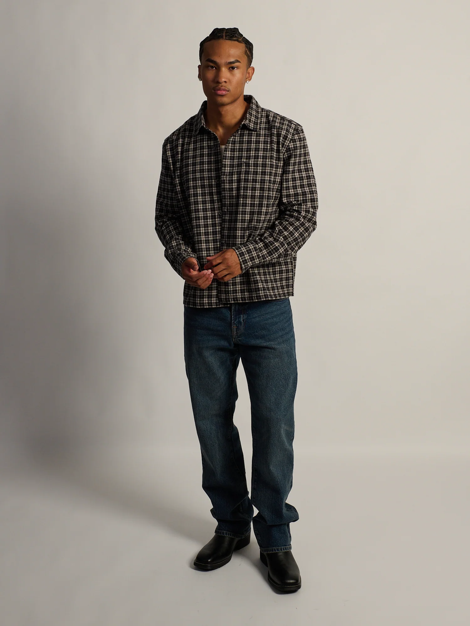 KOLBY SHORT CUT FLANNEL - BLACK - Image 2