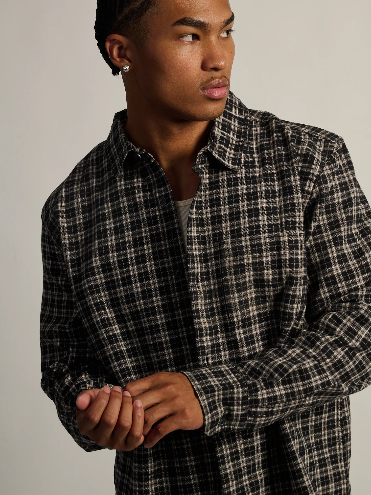 KOLBY SHORT CUT FLANNEL - BLACK - Image 3