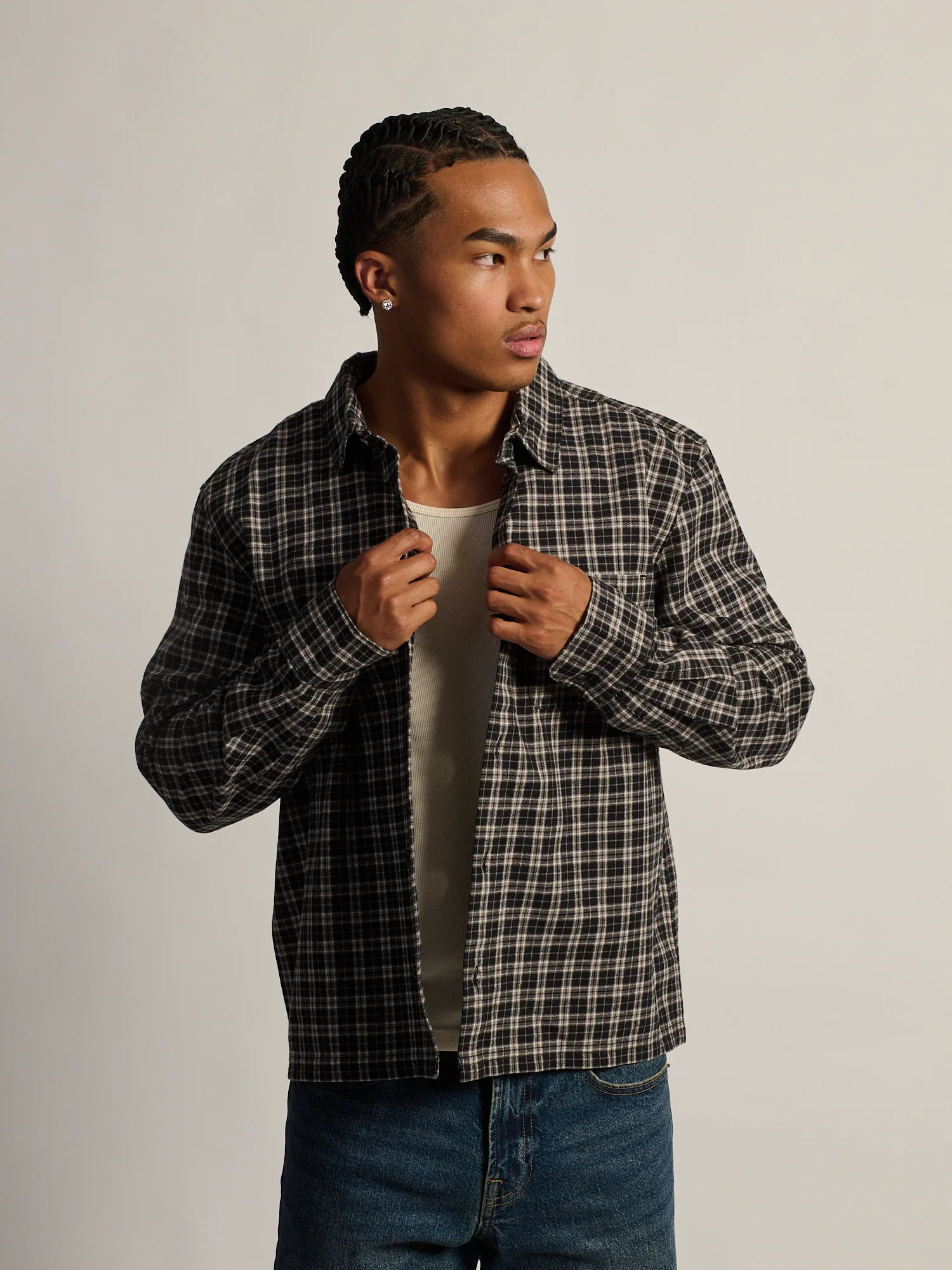 KOLBY SHORT CUT FLANNEL - BLACK - Image 4