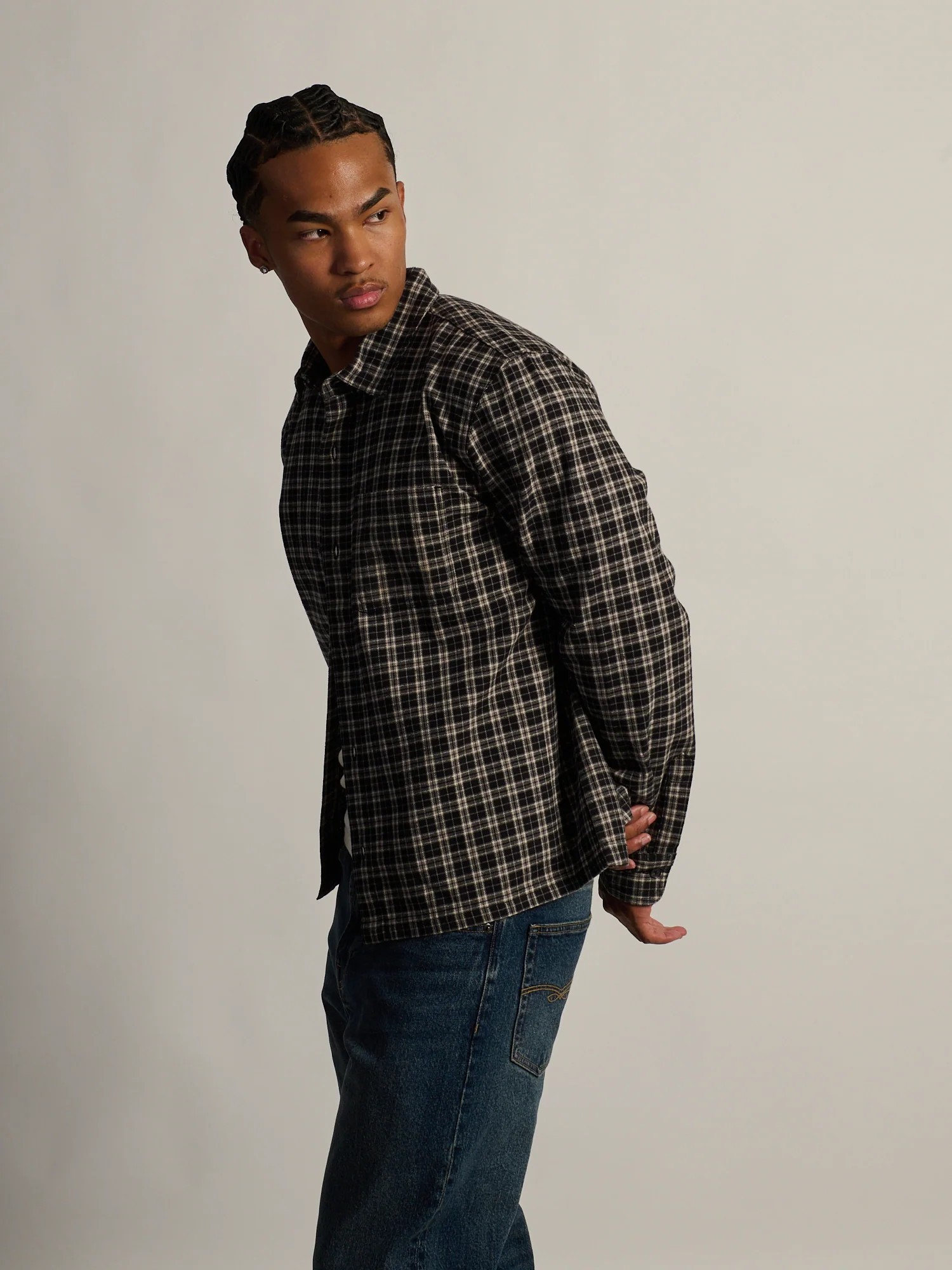 KOLBY SHORT CUT FLANNEL - BLACK - Image 5