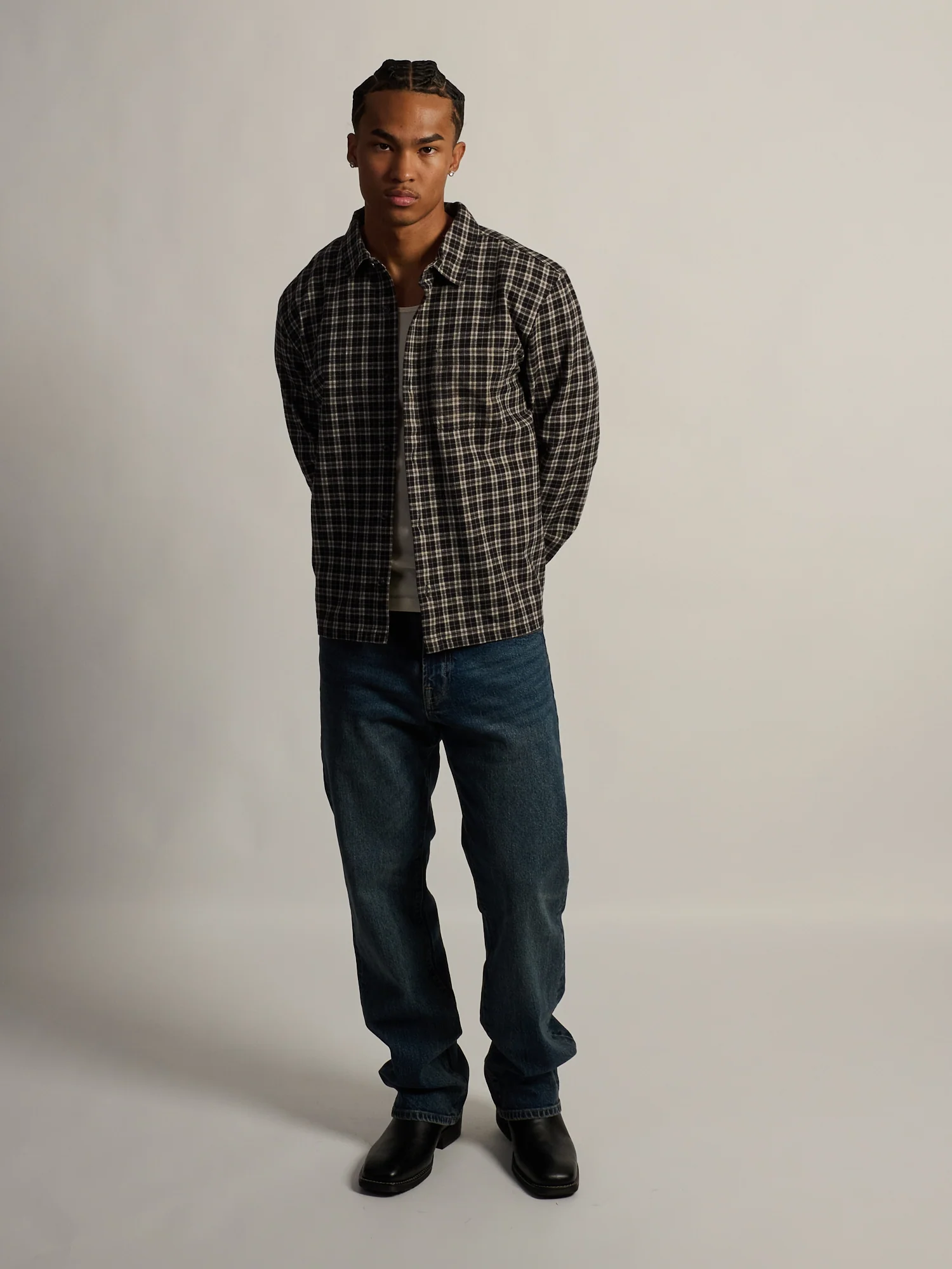 KOLBY SHORT CUT FLANNEL - BLACK - Image 8