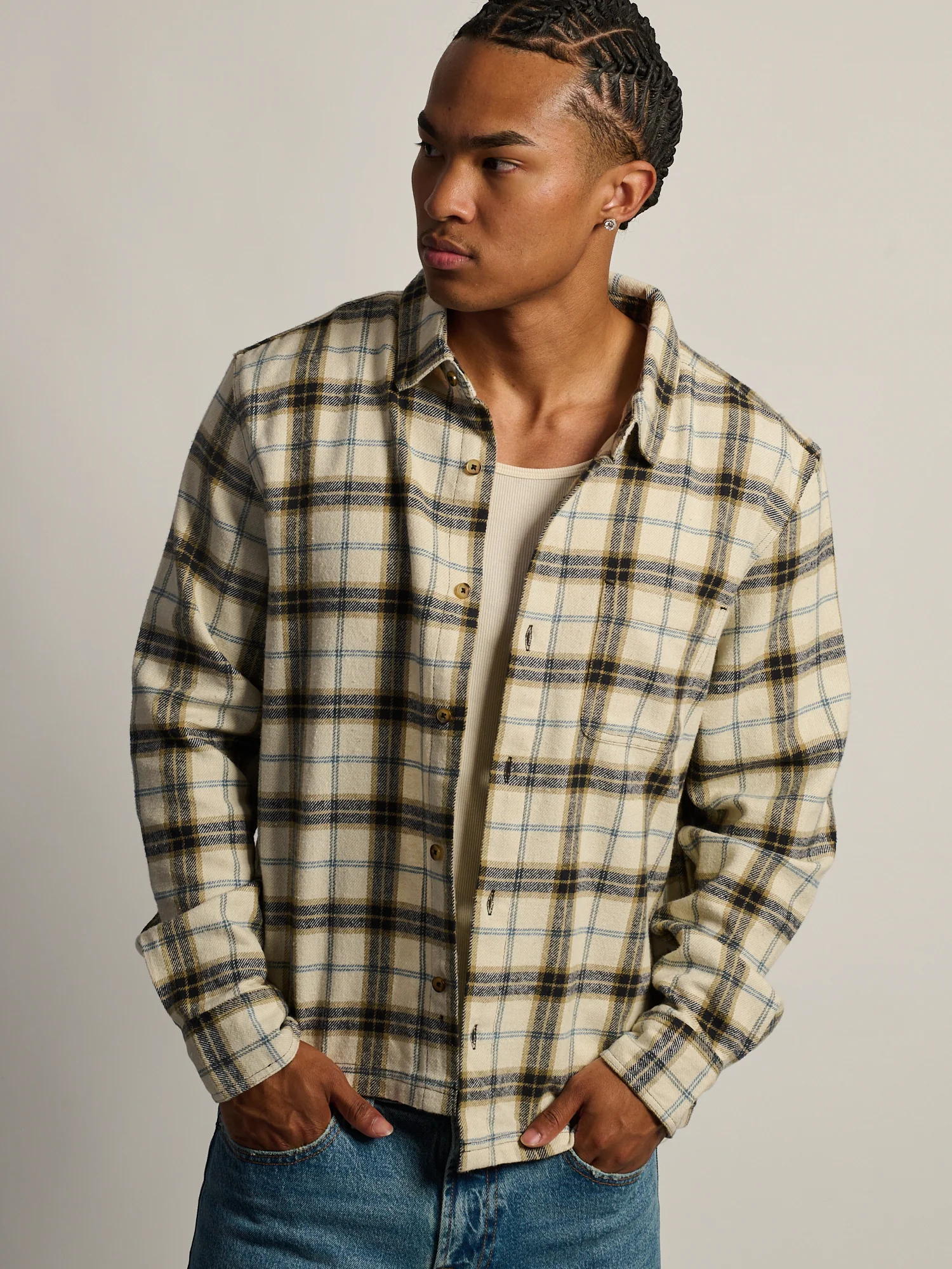 KOLBY SHORT CUT FLANNEL - CREAM