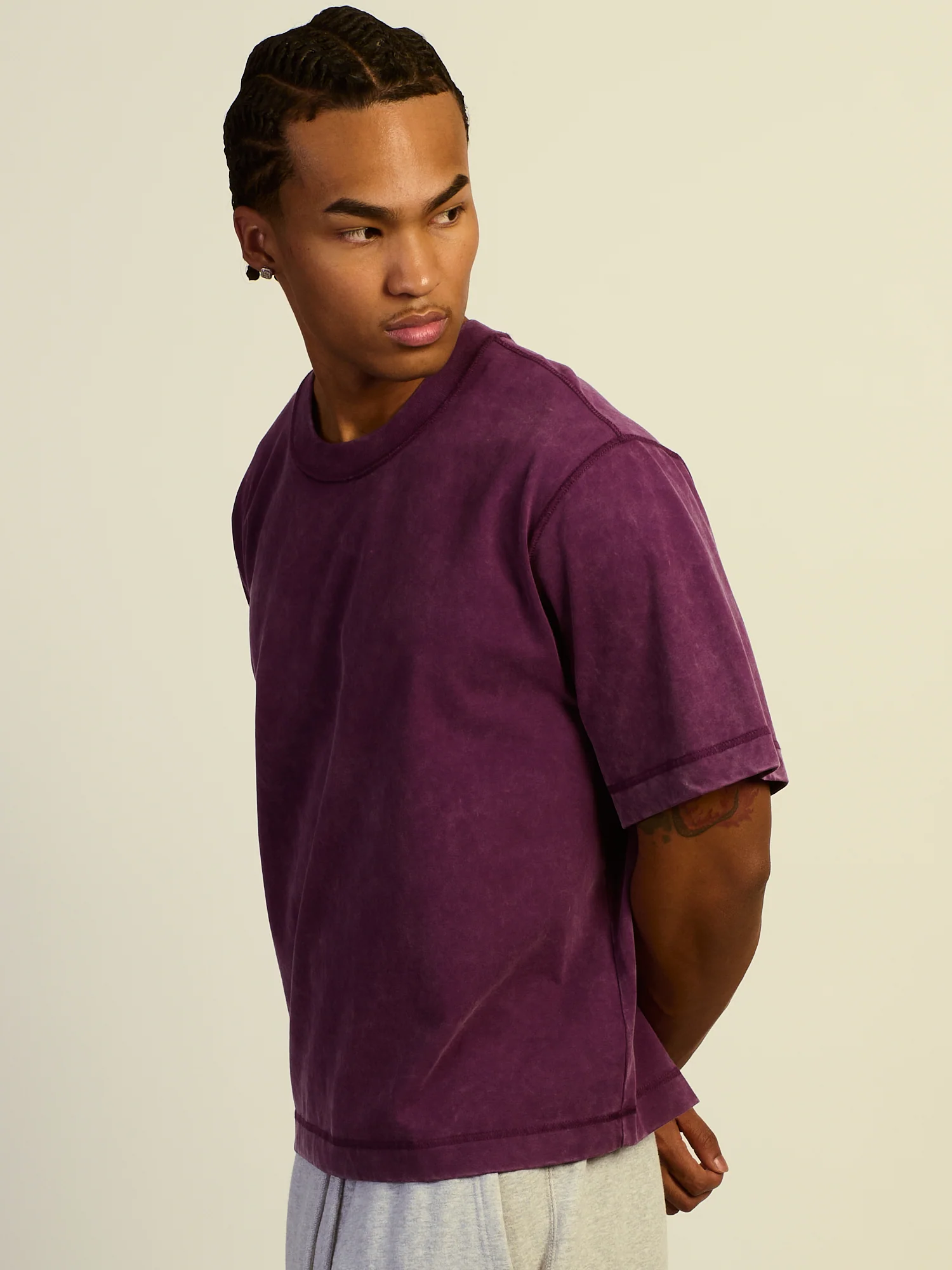 KOLBY SHORT CUT HEAVYWEIGHT TEE - PURPLE - Image 3