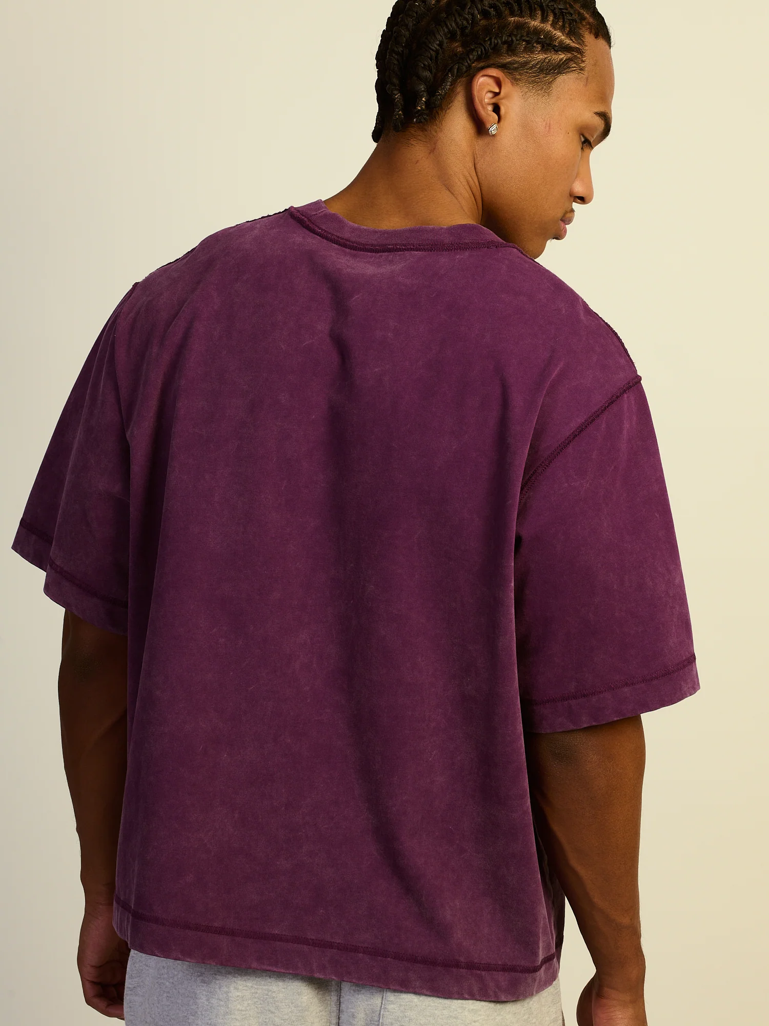 KOLBY SHORT CUT HEAVYWEIGHT TEE - PURPLE - Image 4