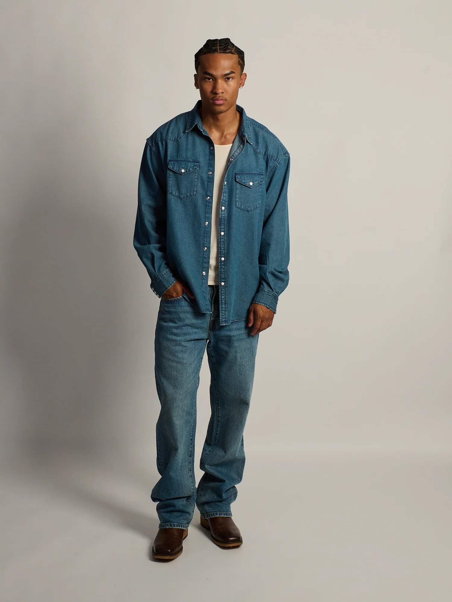 KOLBY WESTERN SHIRT - DENIM - Image 2