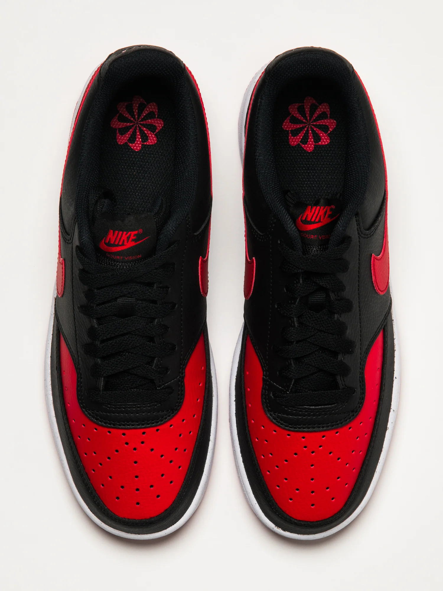 MENS NIKE COURT VISION LOW SNEAKER - BLACK/WHITE/UNIVERSITY RED - Image 4